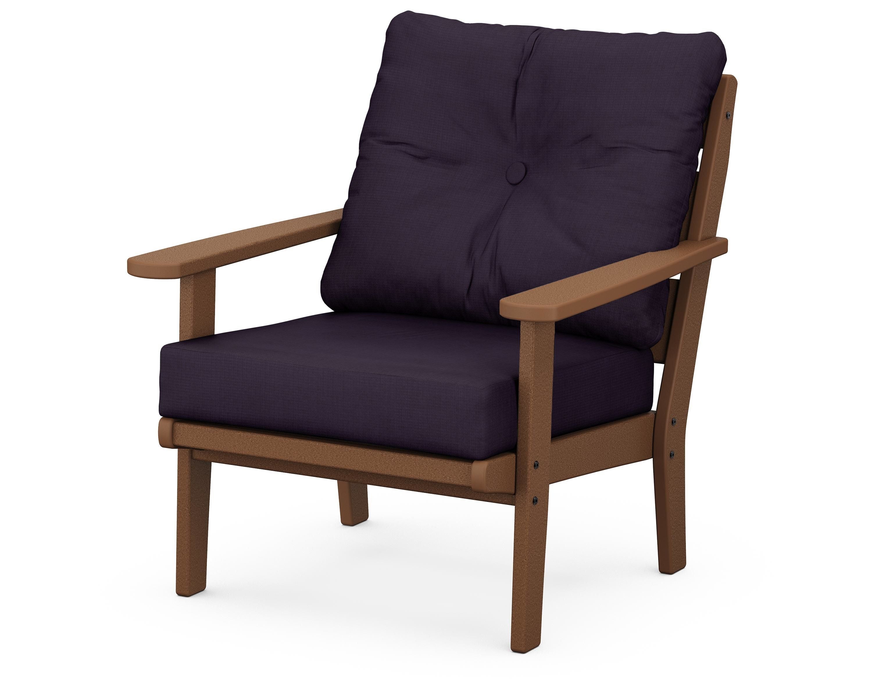 POLYWOOD® Lakeside Deep Seating Chair in Teak / Navy Linen