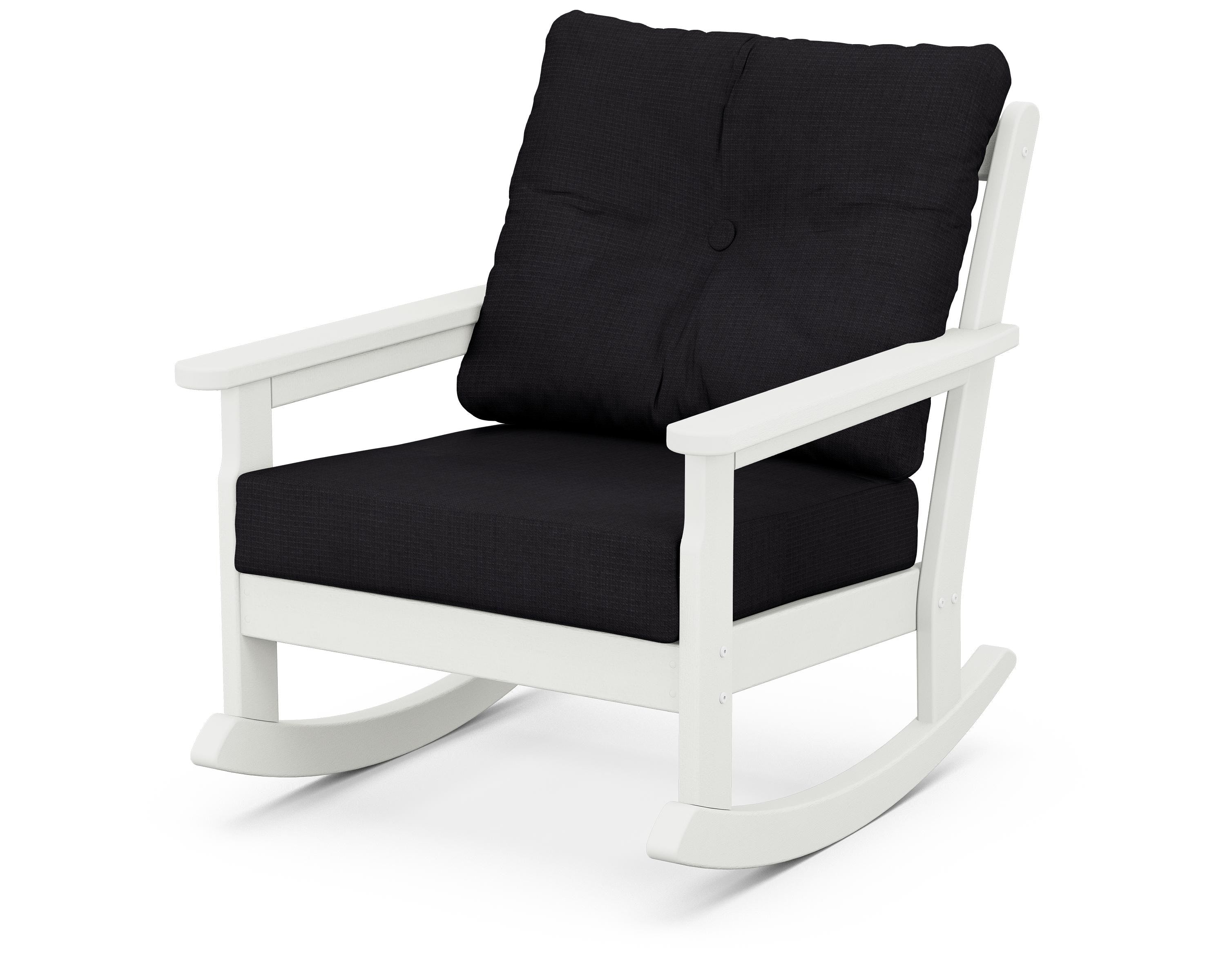 POLYWOOD® Vineyard Deep Seating Rocking Chair in Vintage White / Midnight Linen