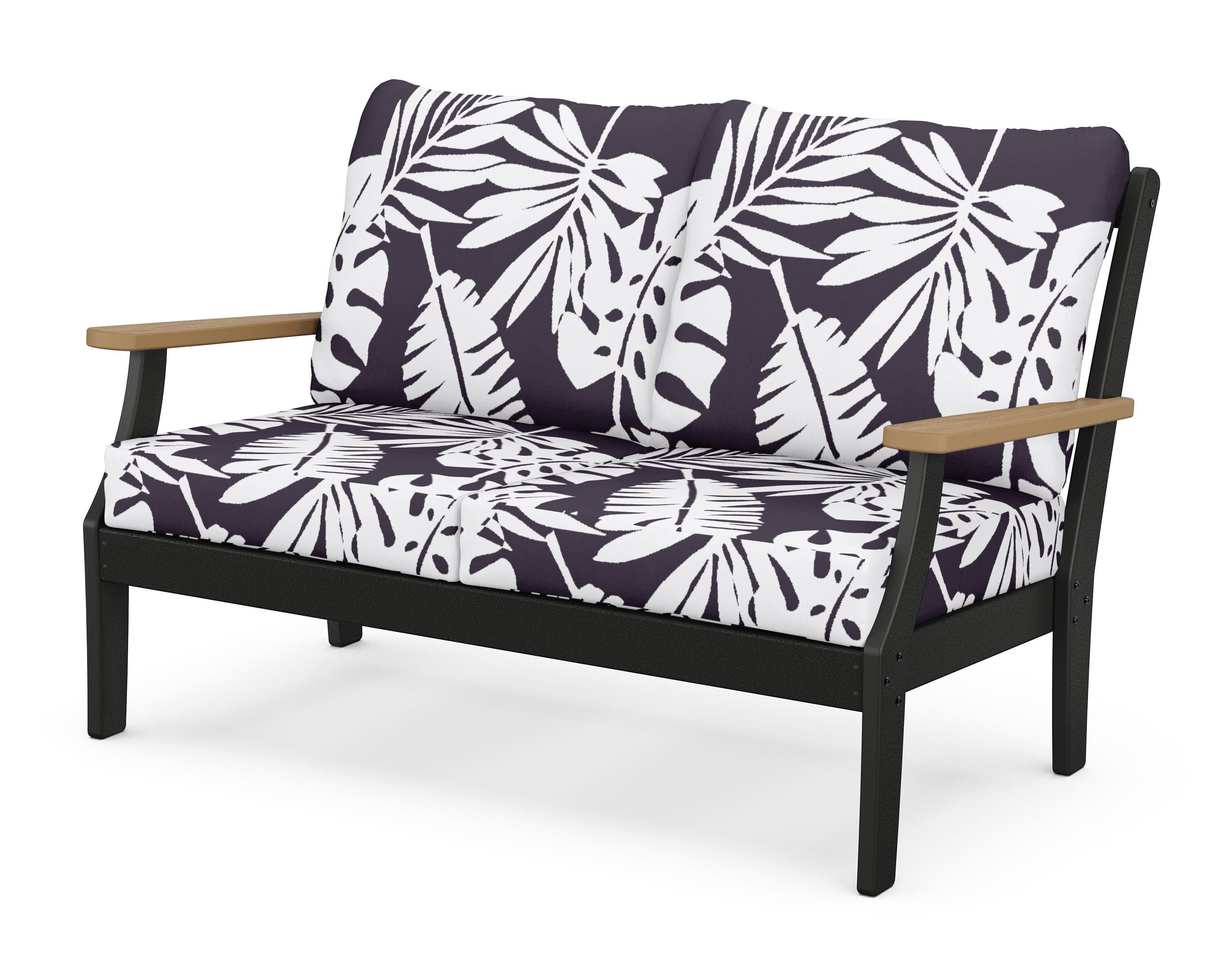 POLYWOOD® Braxton Deep Seating Loveseat in Black / Natural / Leaf Navy