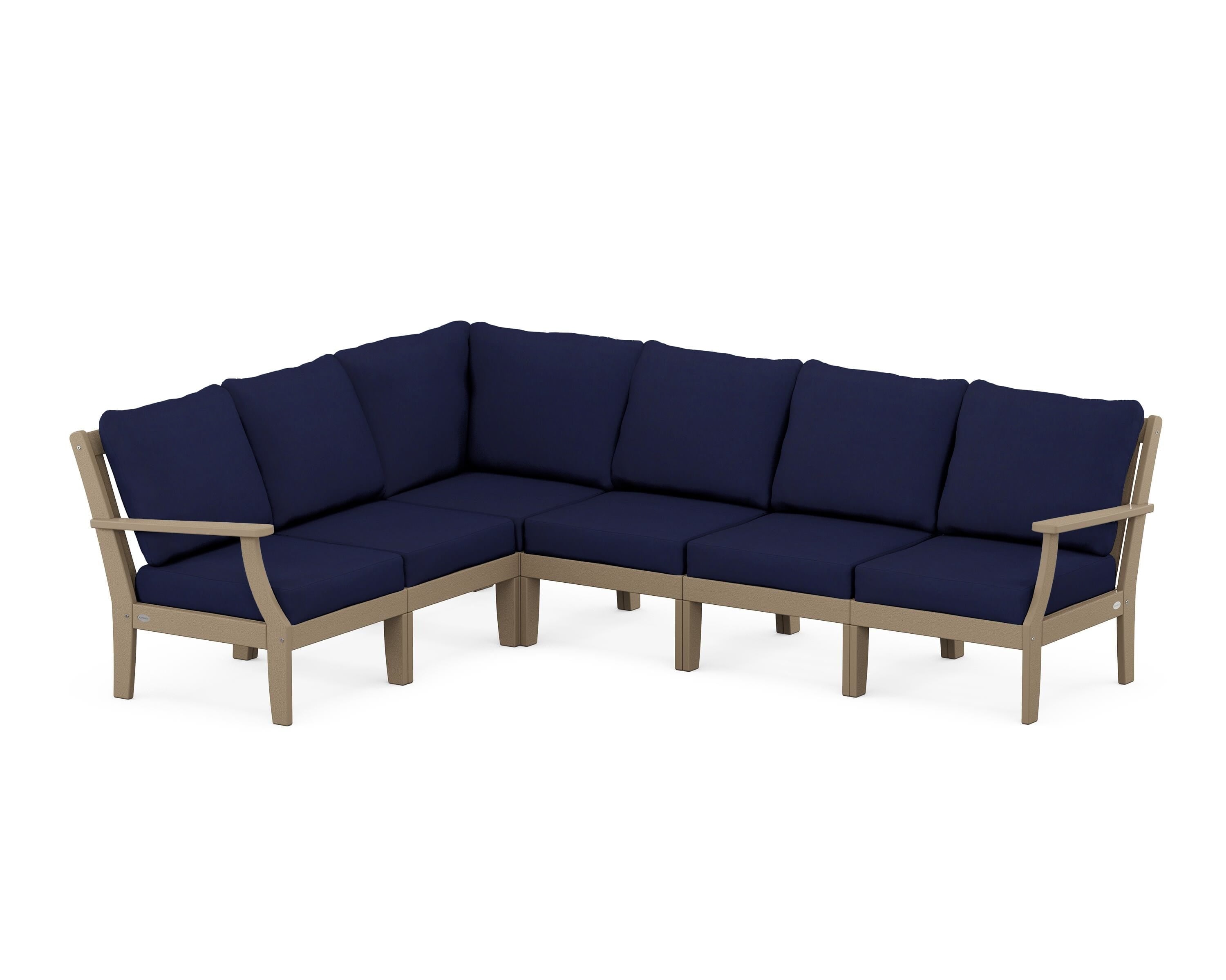 POLYWOOD® Braxton Modular 6-Piece Deep Seating Set in Vintage Sahara / Navy