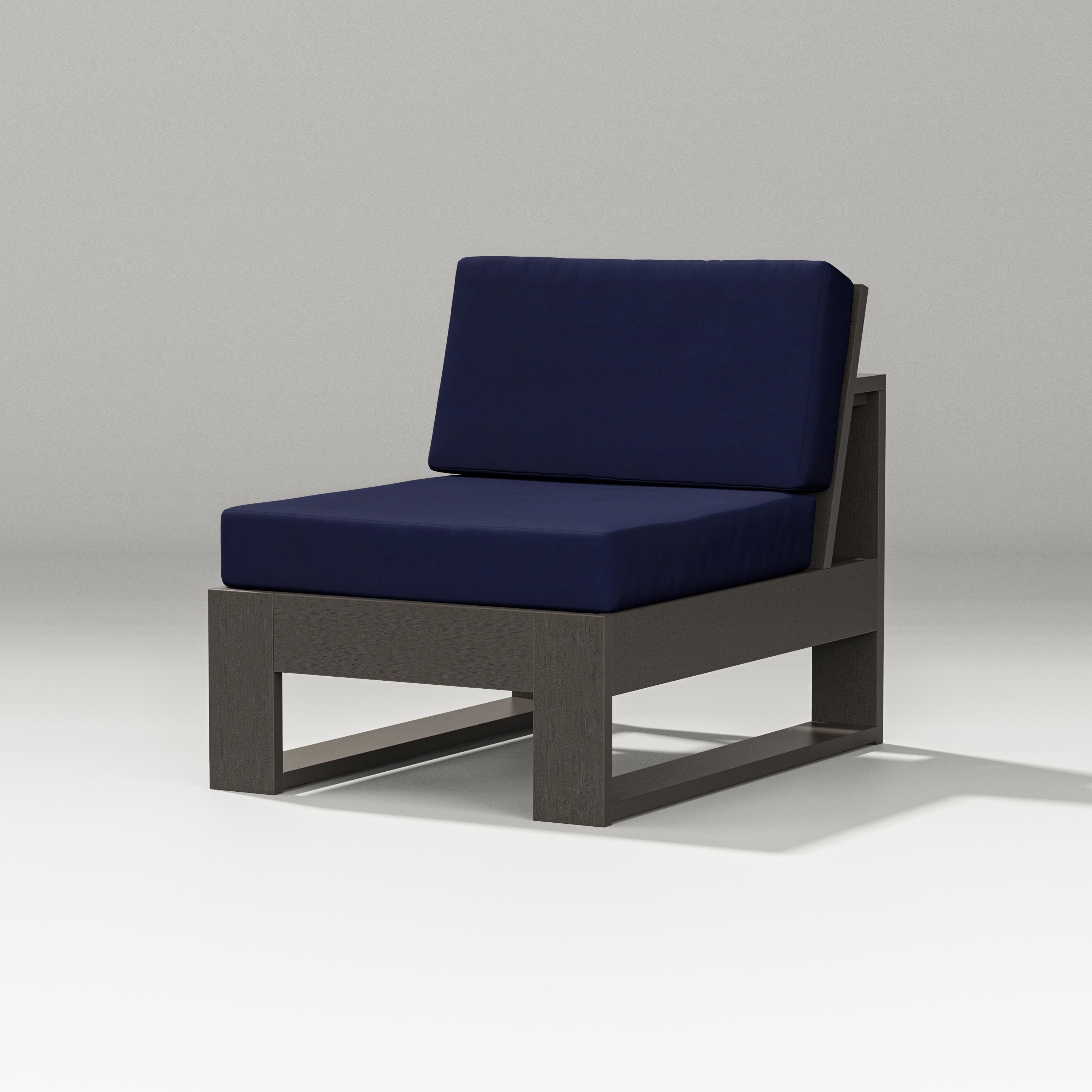 PW Designer Series Latitude Modular Armless Chair in Vintage Coffee / Navy