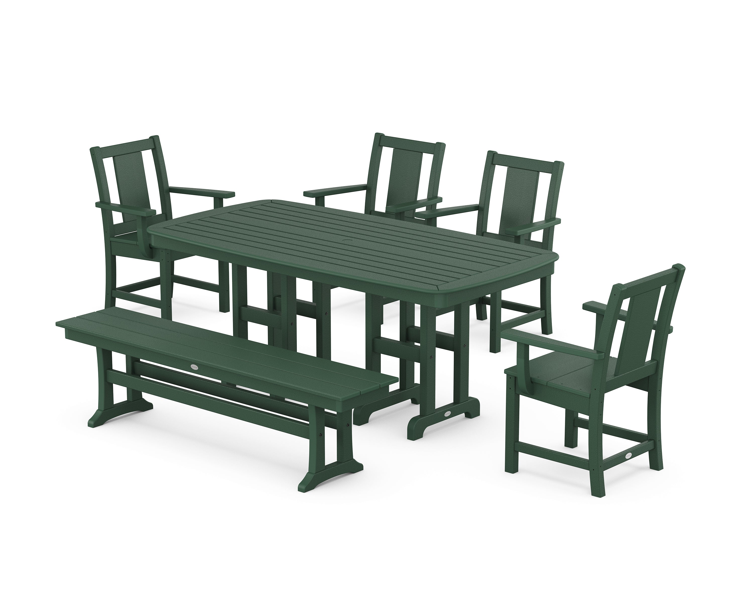 POLYWOOD® Prairie 6-Piece Dining Set with Bench in Green