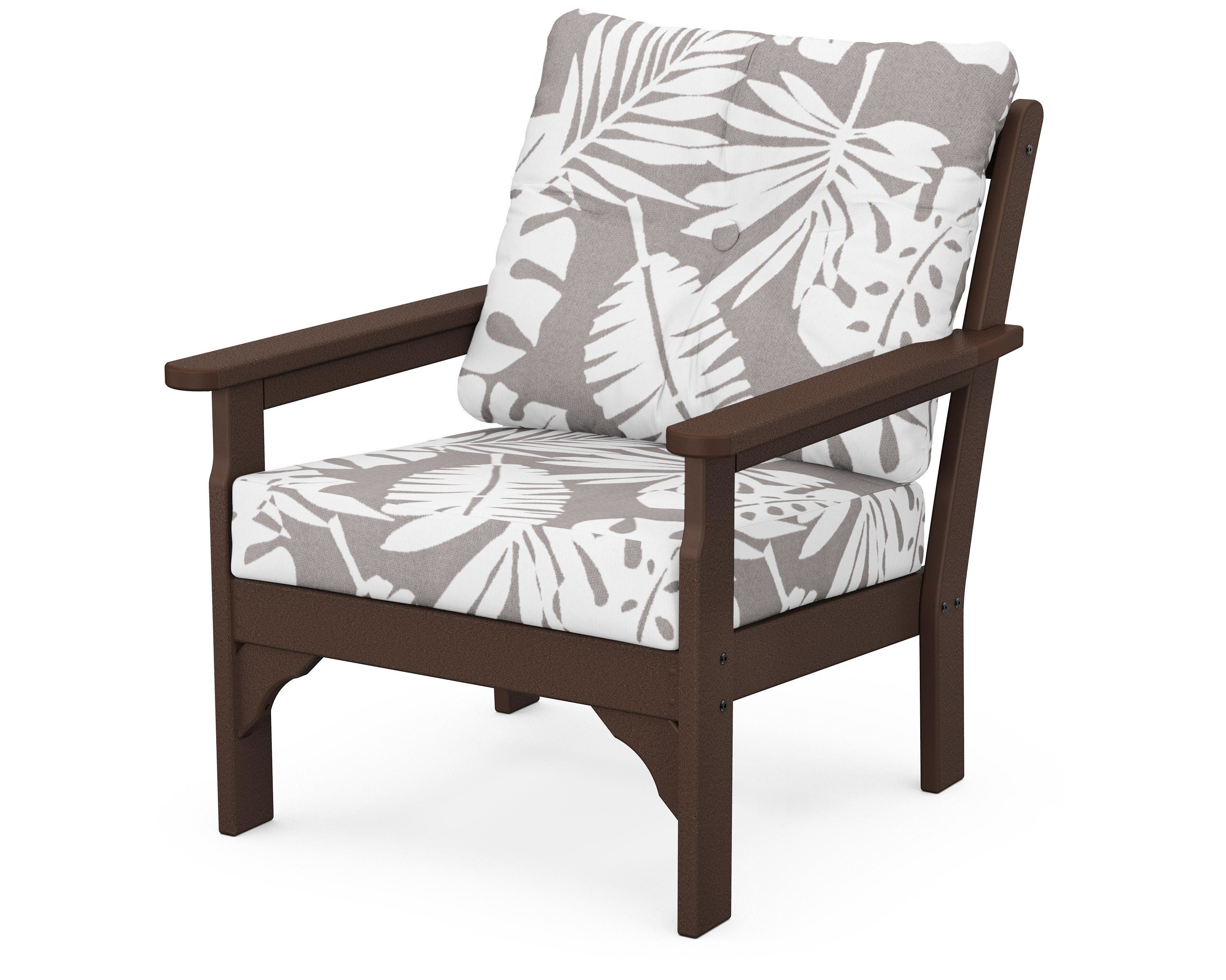 POLYWOOD® Vineyard Deep Seating Chair in Mahogany / Leaf Grey Mist