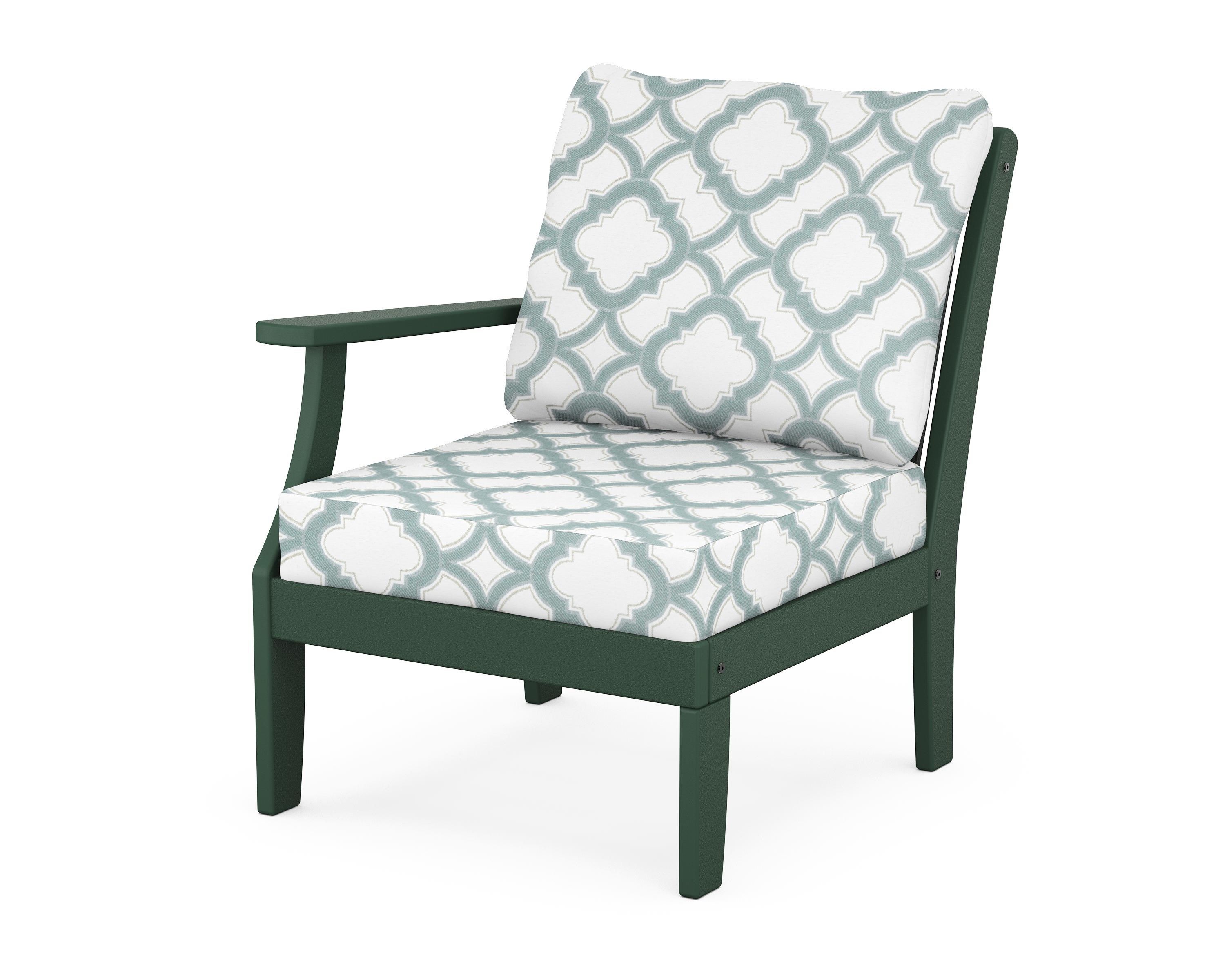 POLYWOOD® Braxton Modular Left Arm Chair in Green / Trellis Glacier Spa