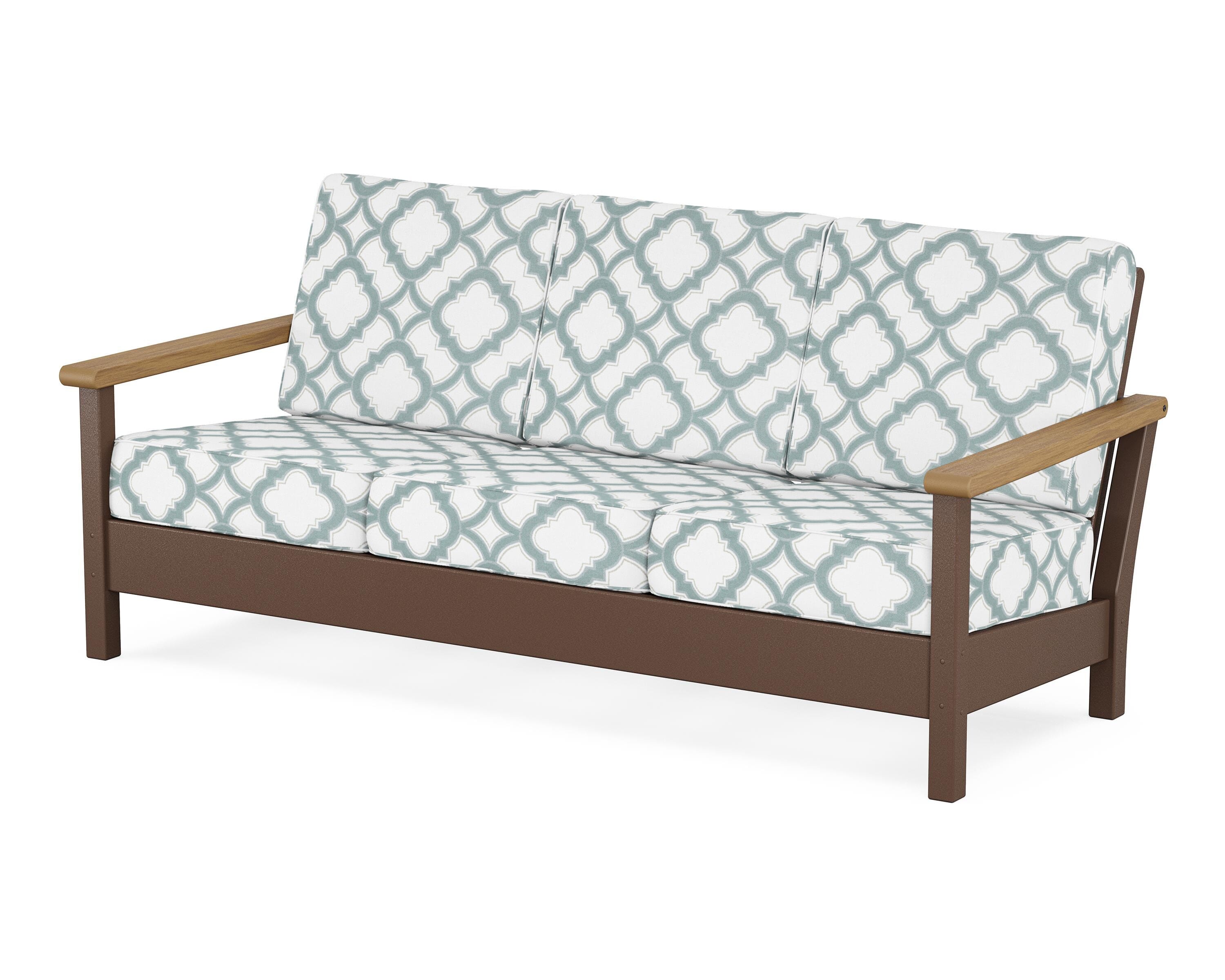 POLYWOOD® Harbour Deep Seating Sofa in Mahogany / Natural / Trellis Glacier Spa