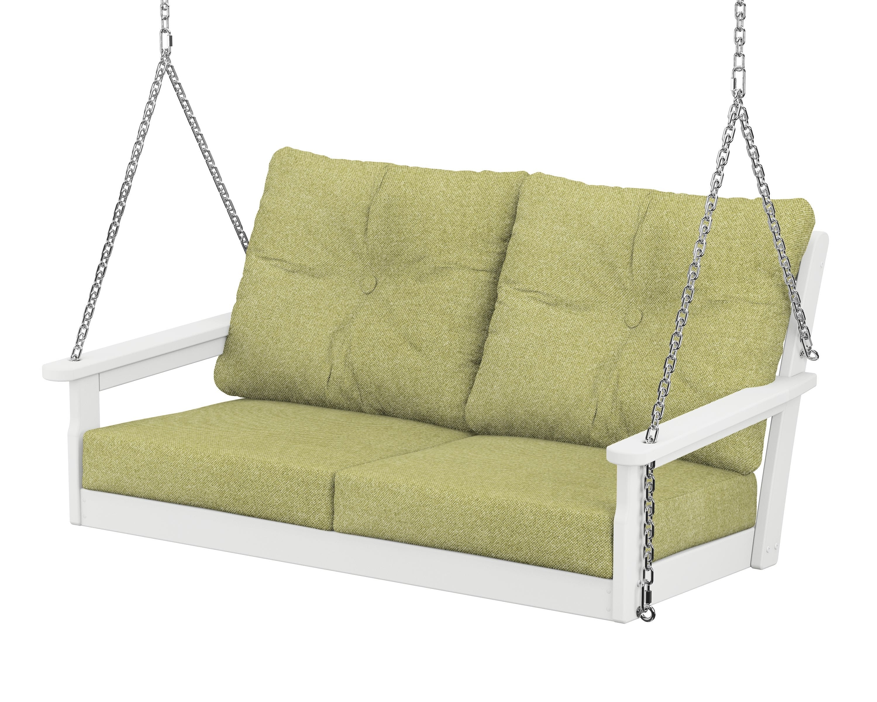POLYWOOD® Vineyard Deep Seating Swing in White / Chartreuse Boucle