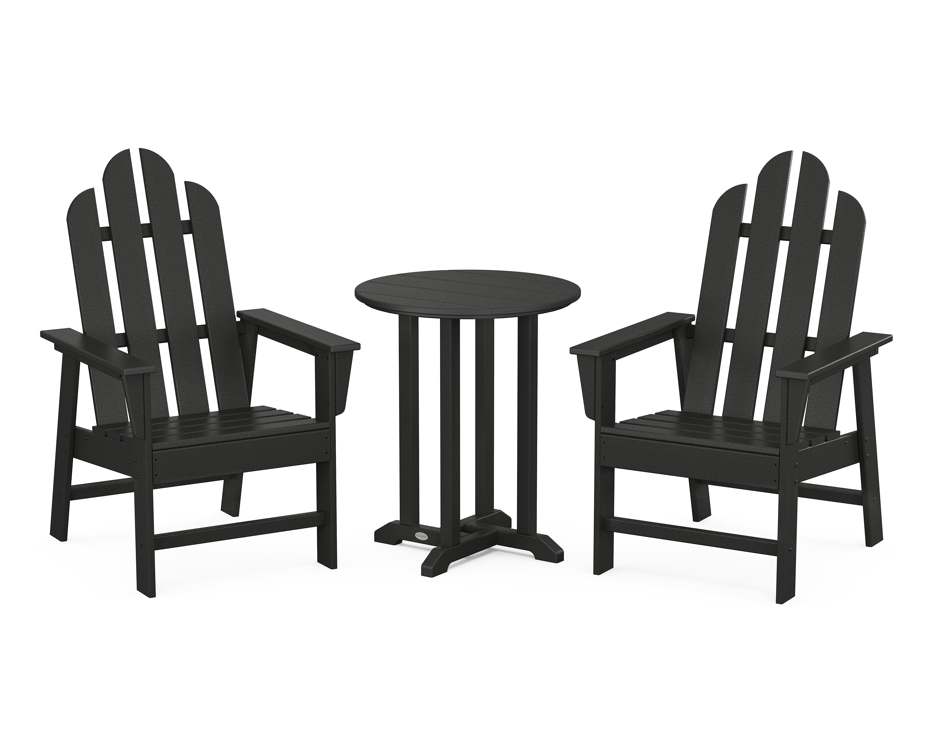 POLYWOOD® Long Island 3-Piece Round Bistro Dining Set in Black