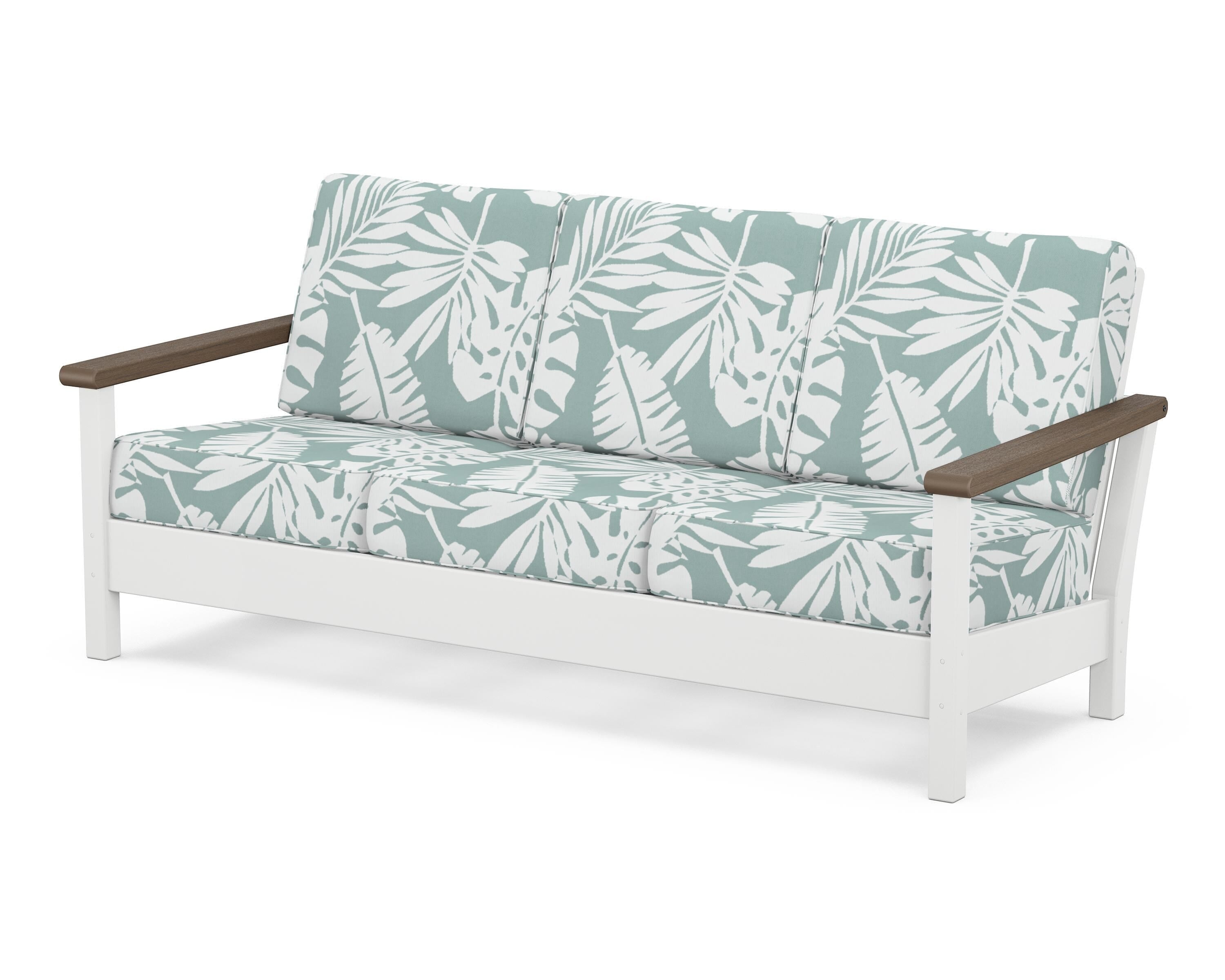POLYWOOD® Harbour Deep Seating Sofa in White / Kona / Leaf Glacier Spa