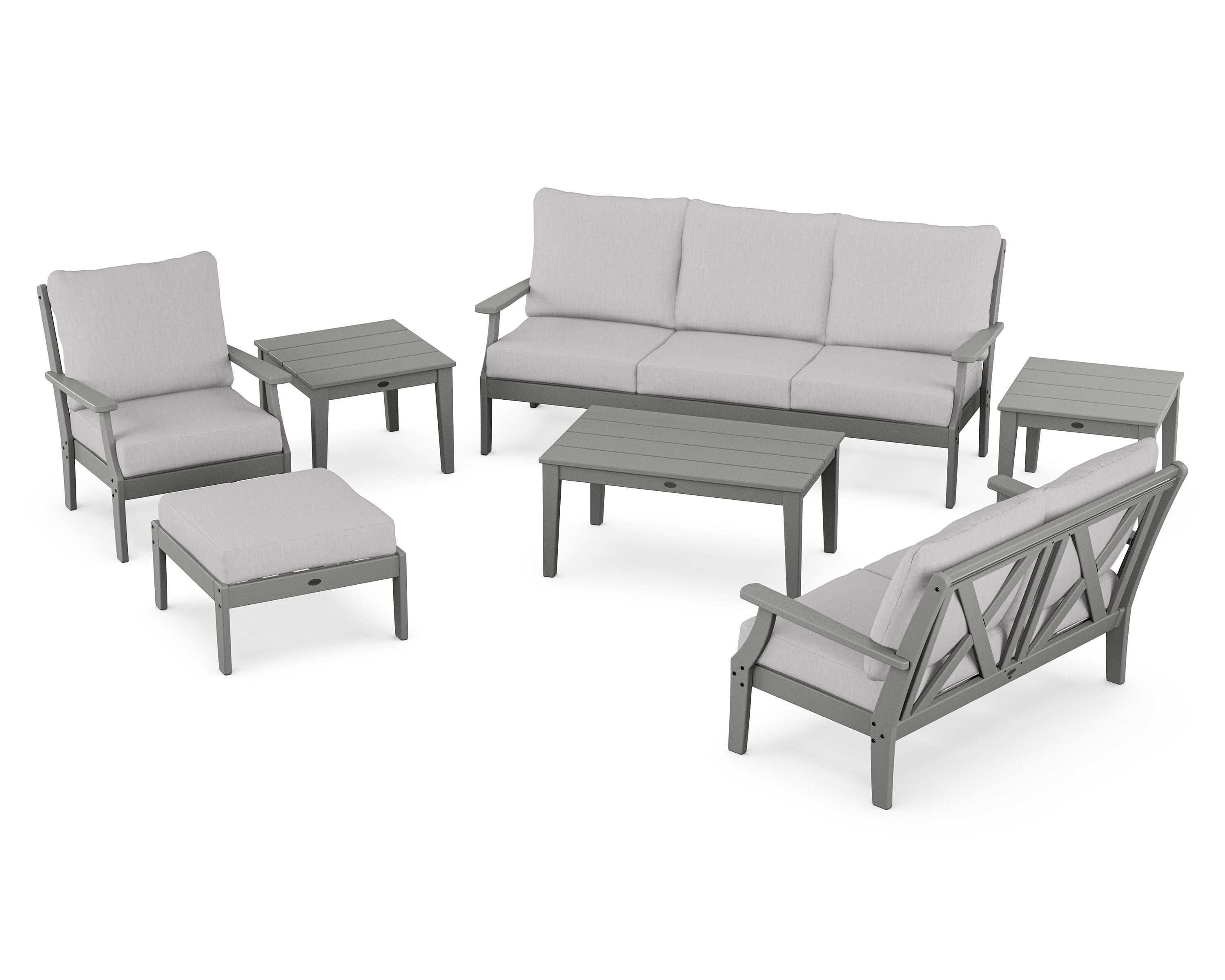POLYWOOD® Braxton 7-Piece Deep Seating Set in Slate Grey / Granite
