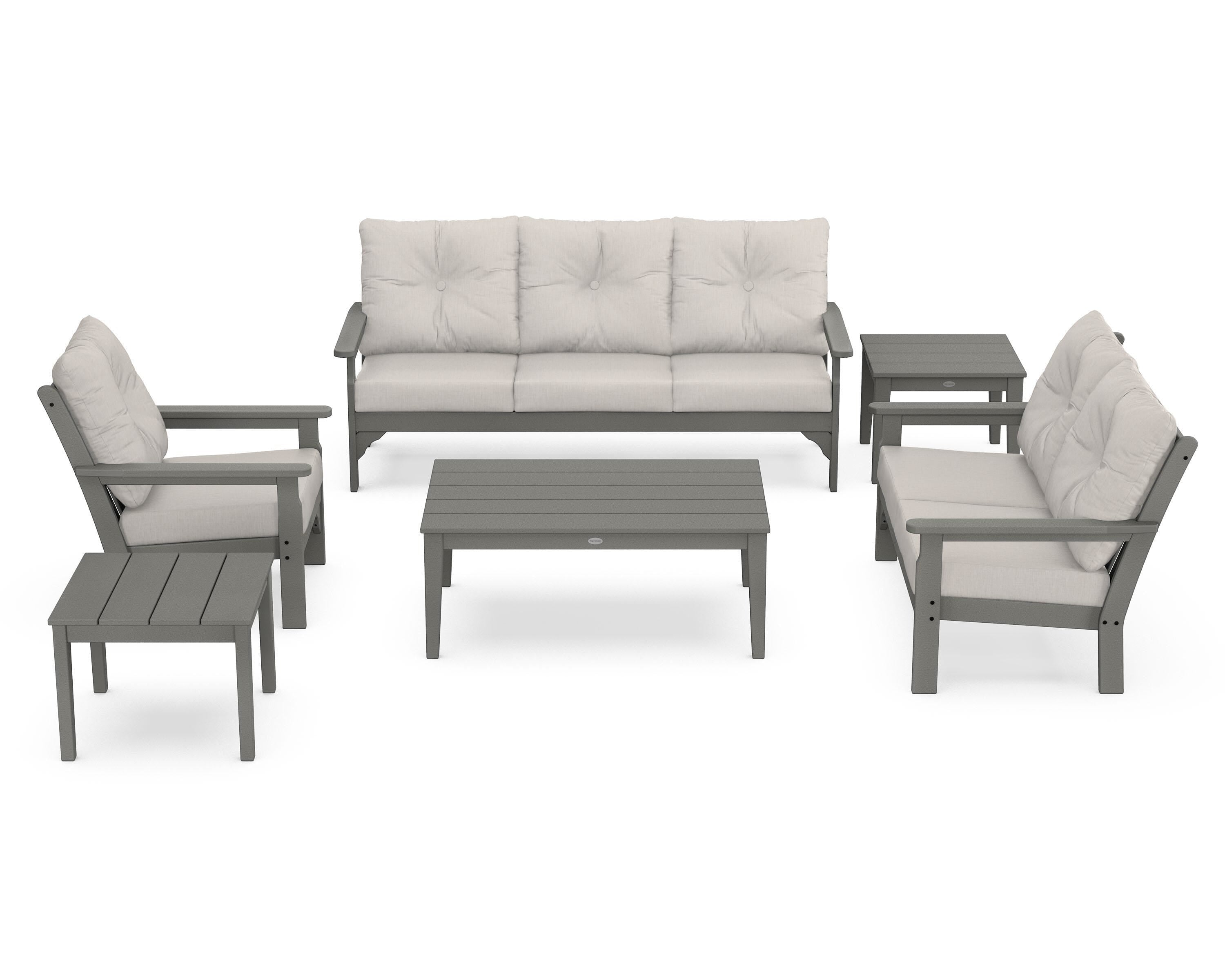 POLYWOOD® Vineyard 6-Piece Deep Seating Set in Slate Grey / Cast Ash