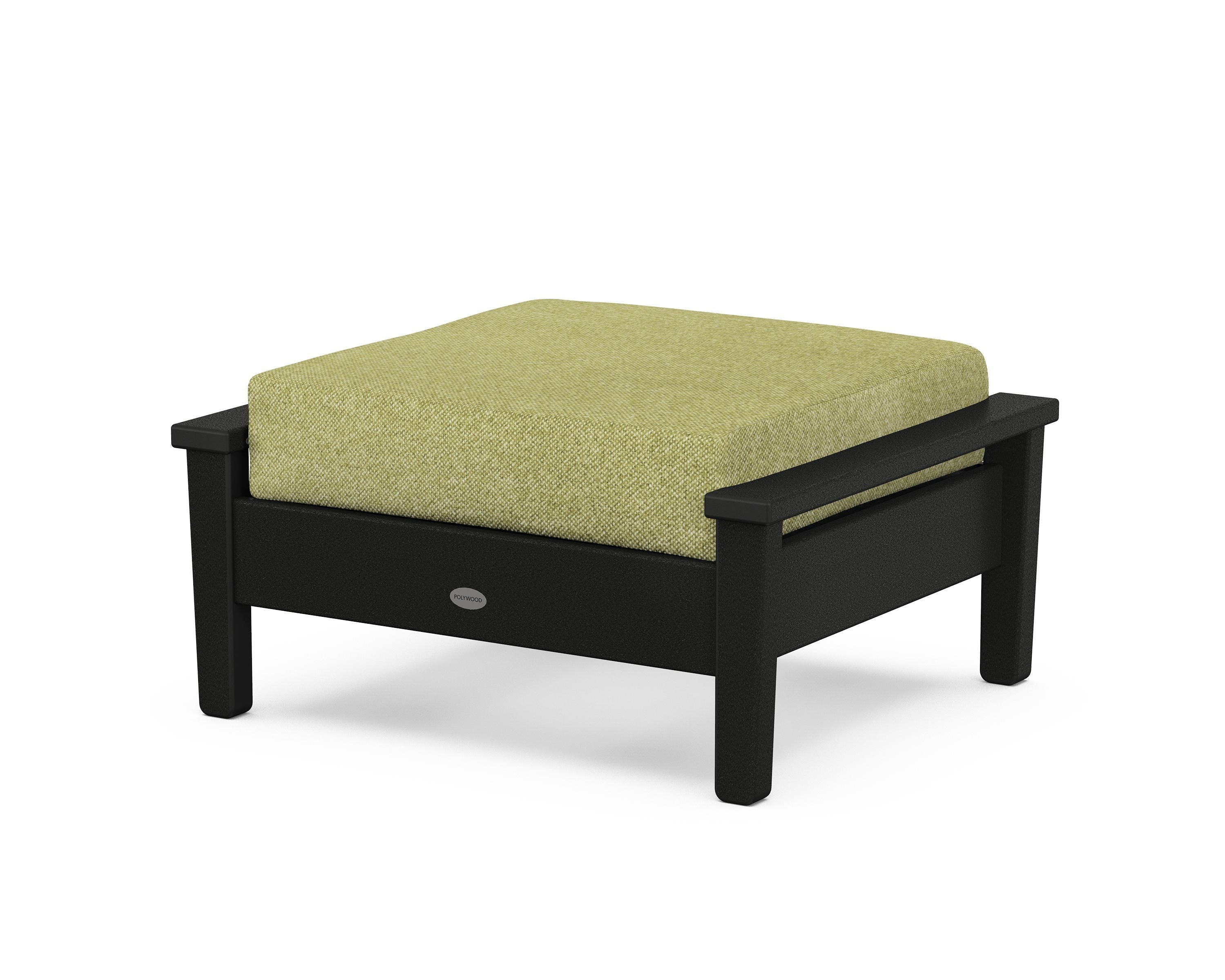 POLYWOOD® Prescott Deep Seating Ottoman in Black / Chartreuse Boucle
