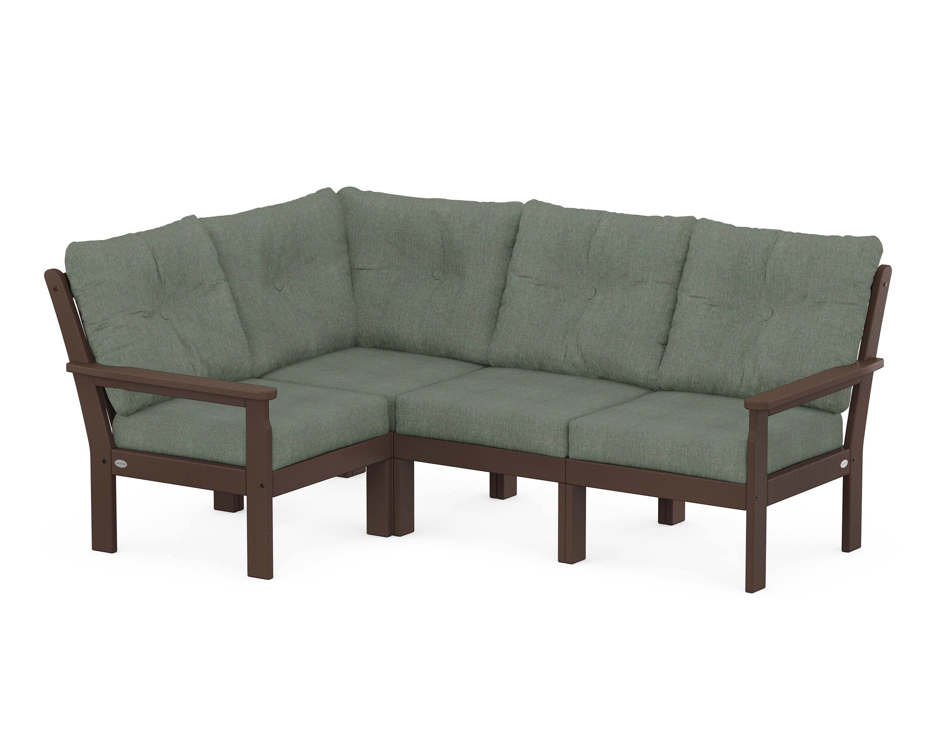 POLYWOOD® Vineyard 4-Piece Sectional in Mahogany / Cast Sage