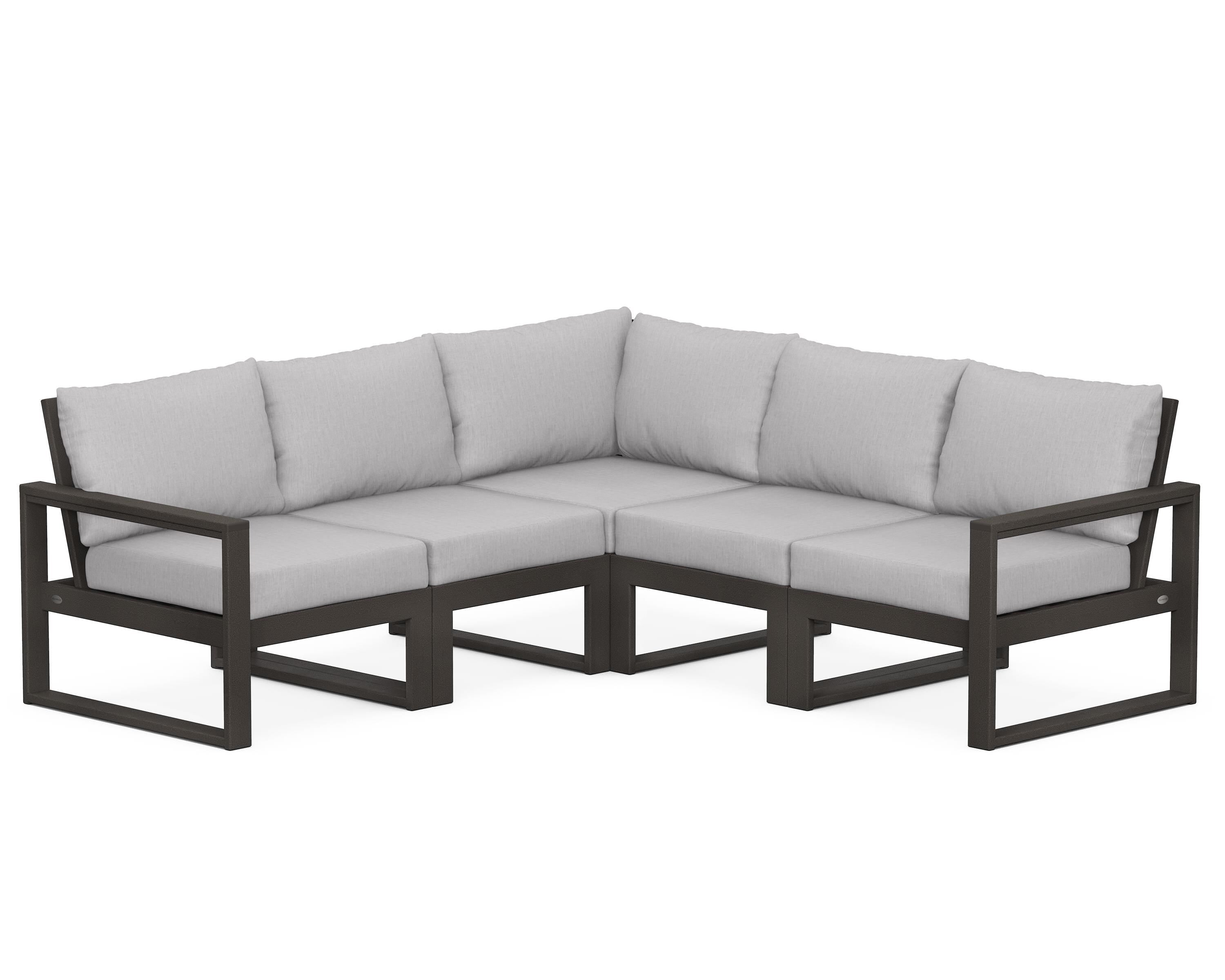 POLYWOOD® EDGE 5-Piece Modular Deep Seating Set in Vintage Coffee / Granite