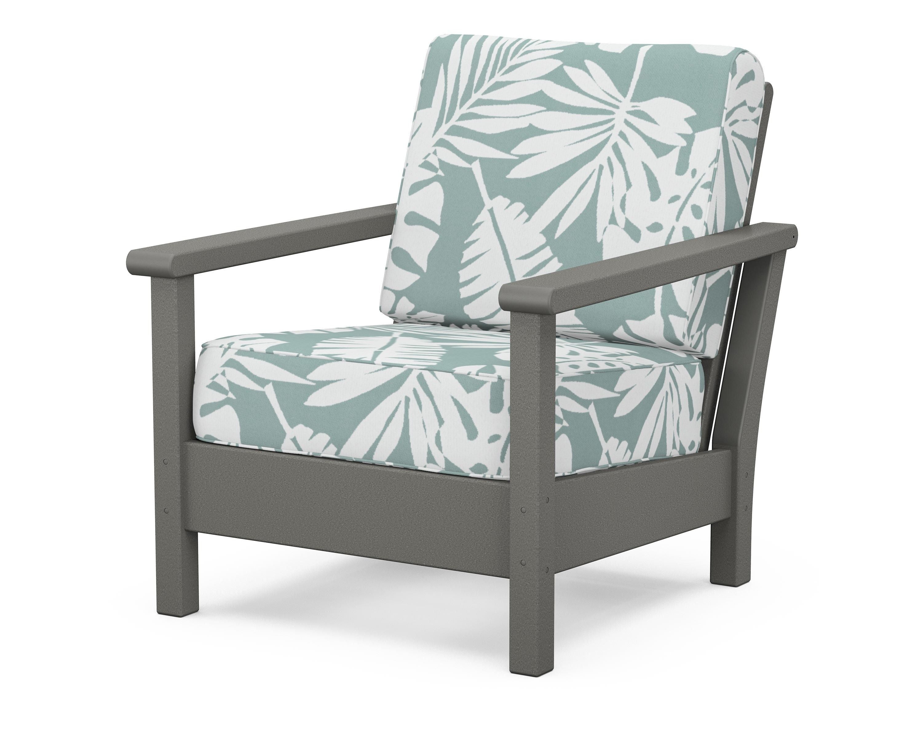 POLYWOOD® Harbour Deep Seating Chair in Slate Grey / Leaf Glacier Spa