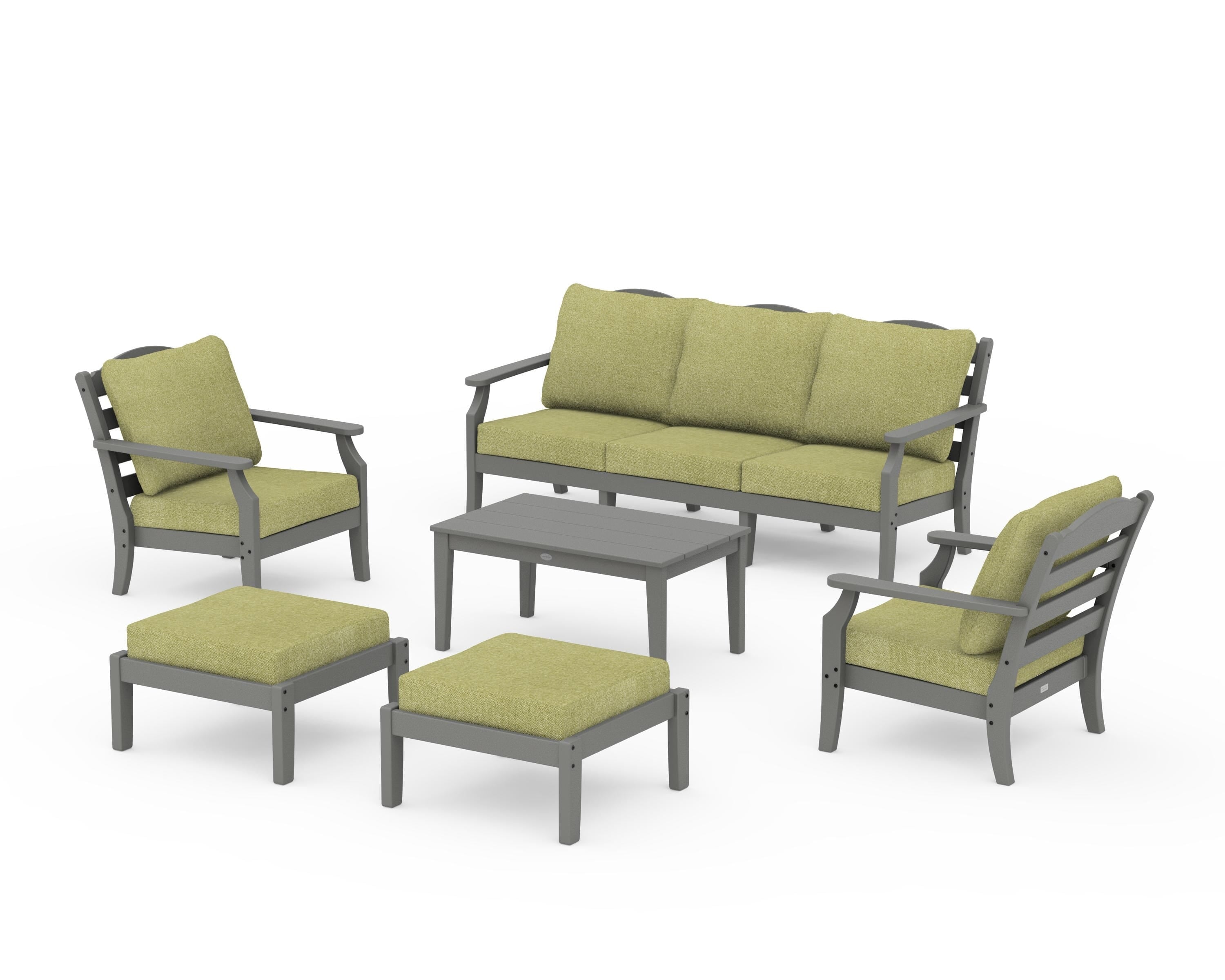 Draper James™ by POLYWOOD® Savannah 6-Piece Lounge Sofa Set in Slate Grey / Chartreuse Boucle