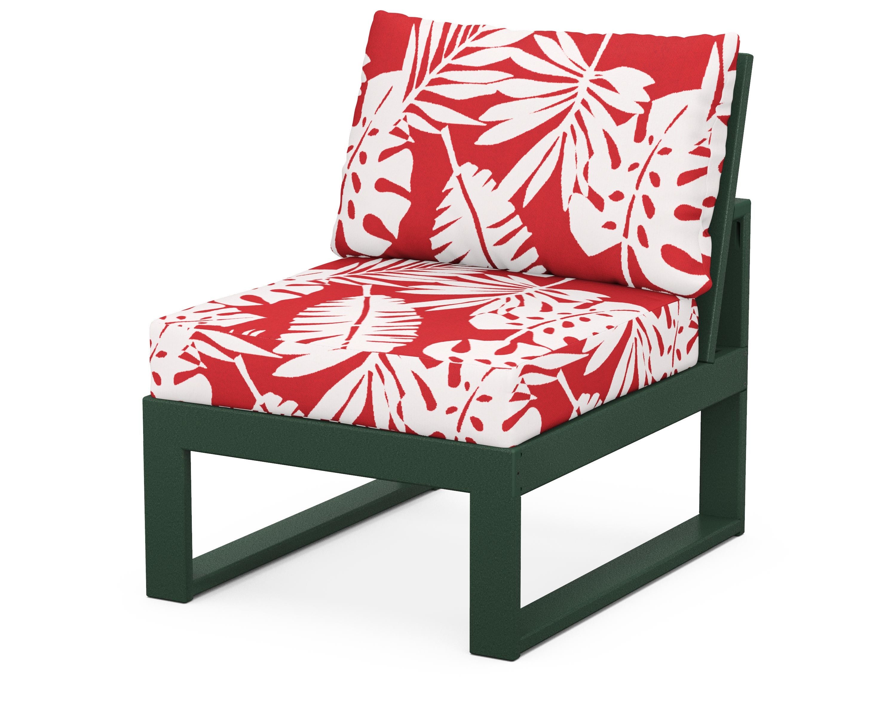 Unbranded Modular Armless Chair in Green / Leaf Crimson