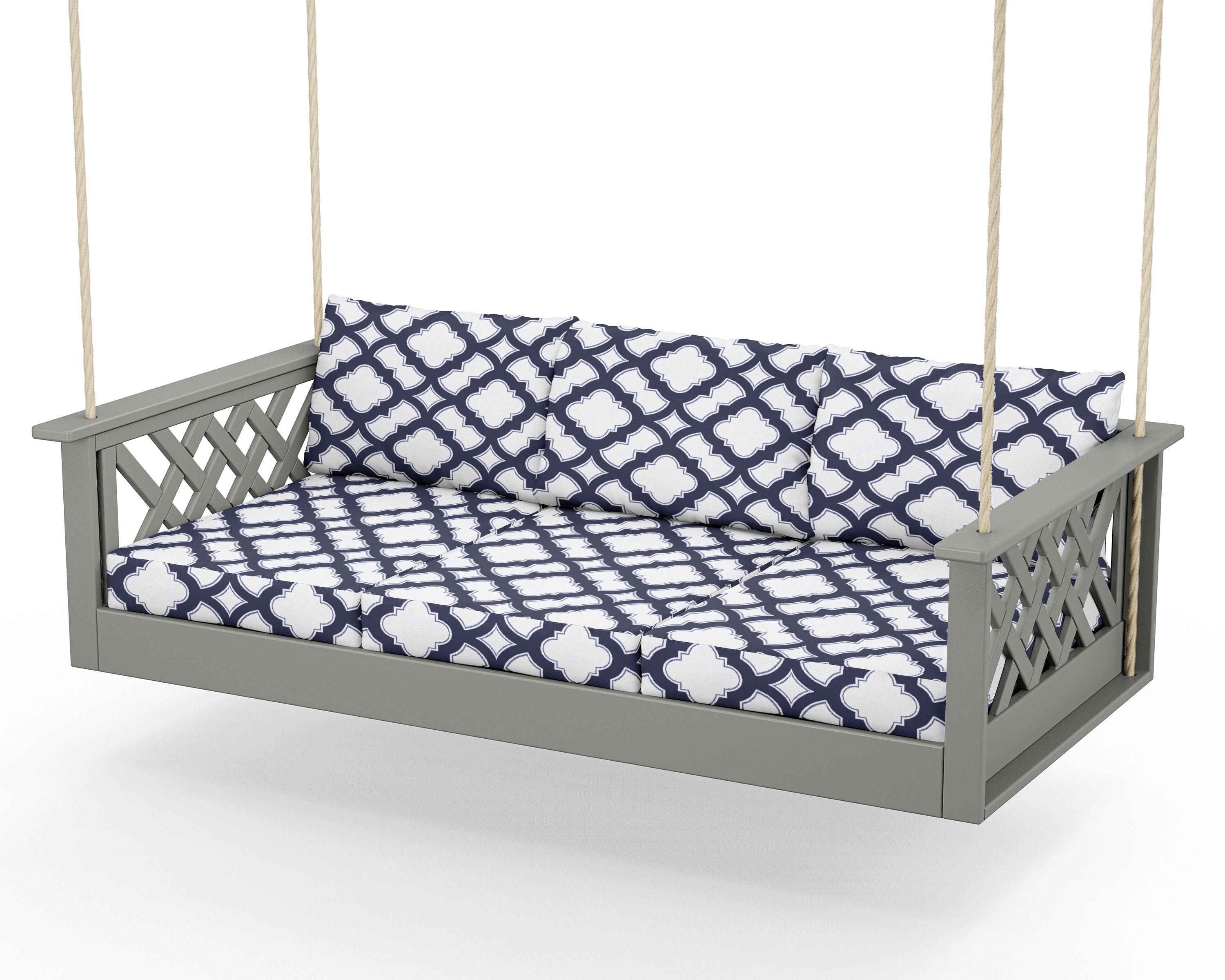 Country Living Wovendale Daybed Swing in Slate Grey / Trellis Navy