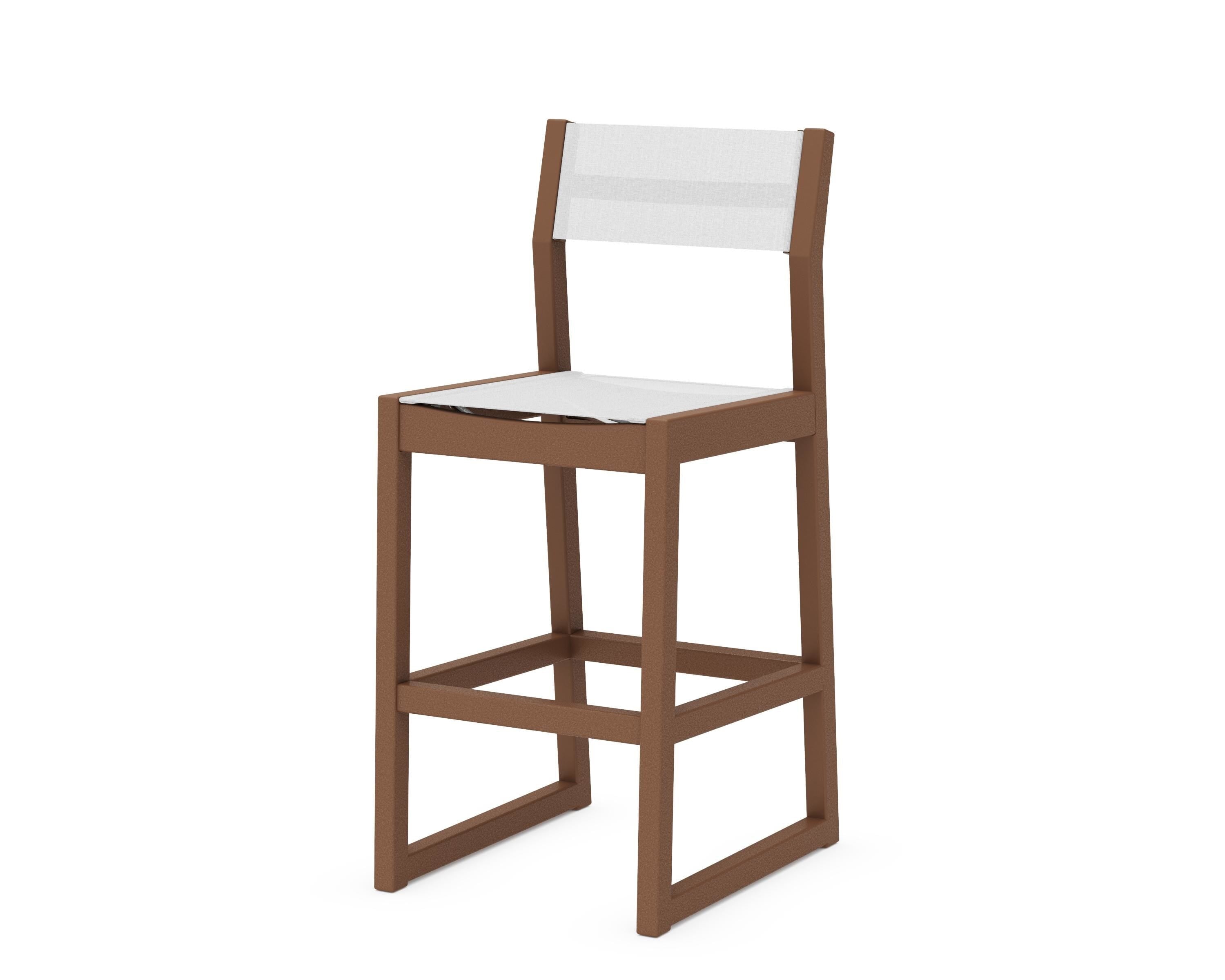 POLYWOOD® EDGE Sling Bar Side Chair in Teak / White Sling