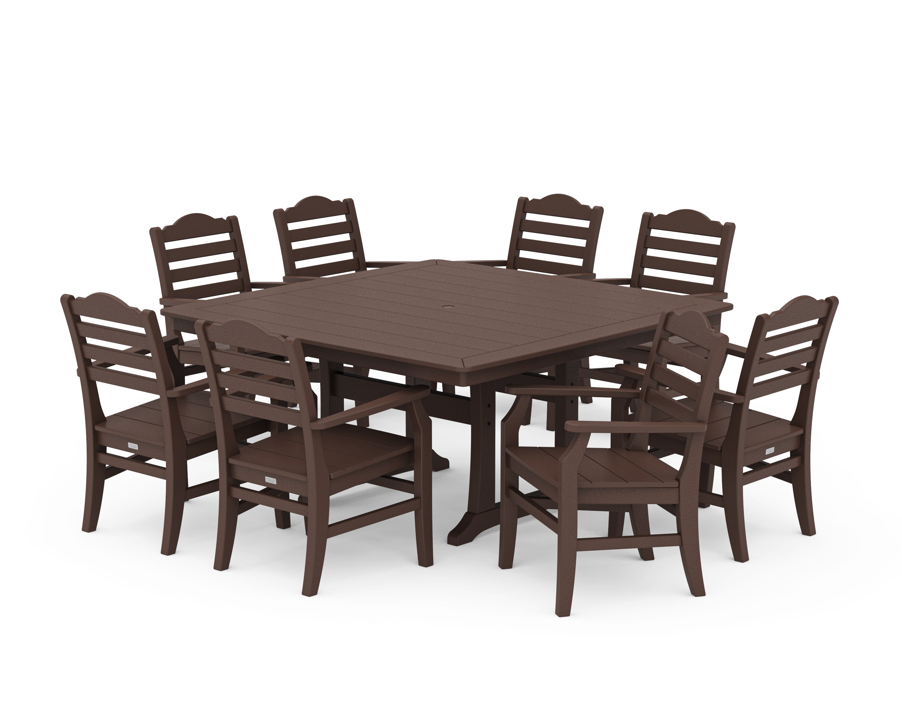 POLYWOOD® Savannah 9-Piece Square Dining Set with Trestle Legs in Mahogany