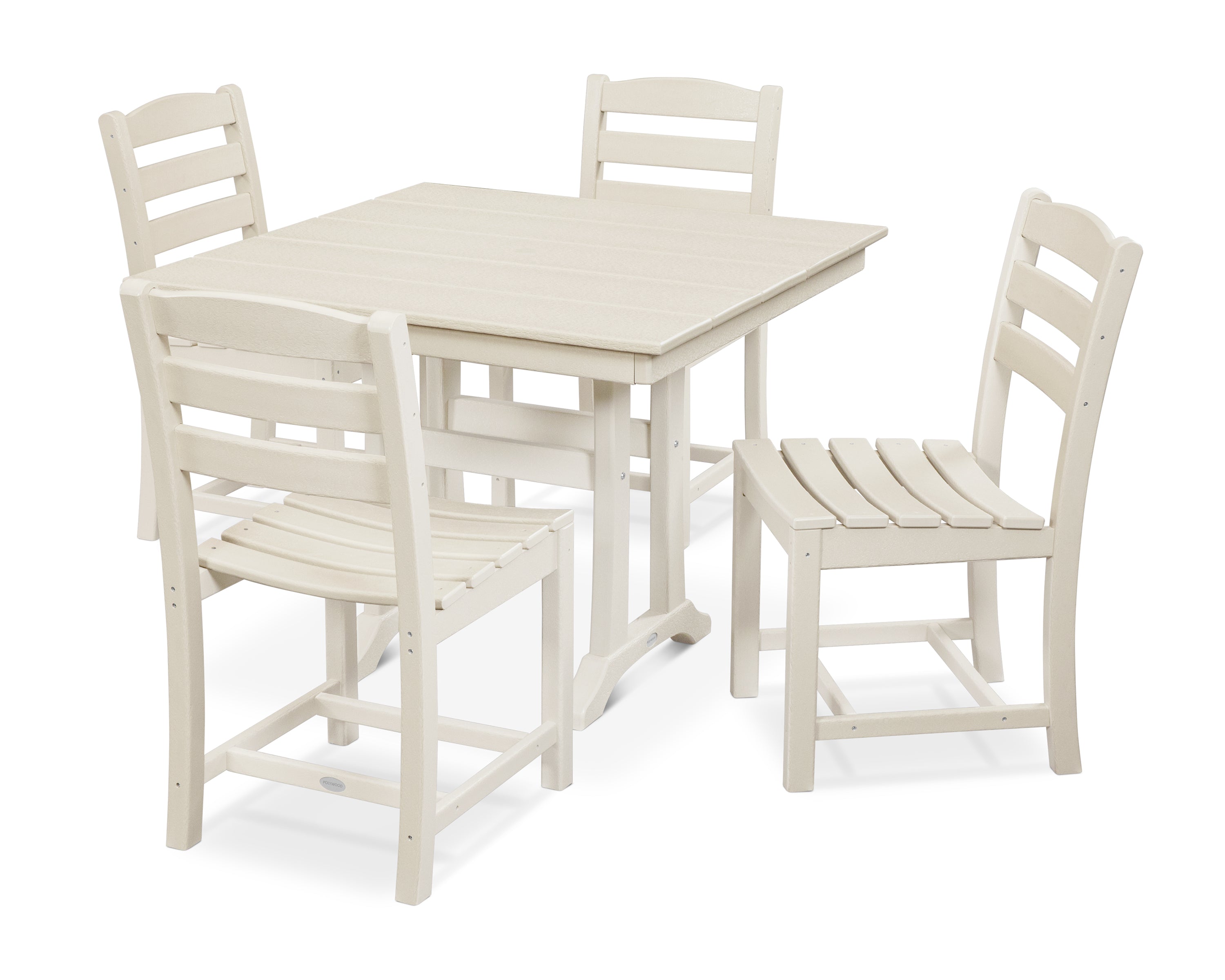 POLYWOOD® La Casa Café 5-Piece Farmhouse Trestle Side Chair Dining Set in Sand