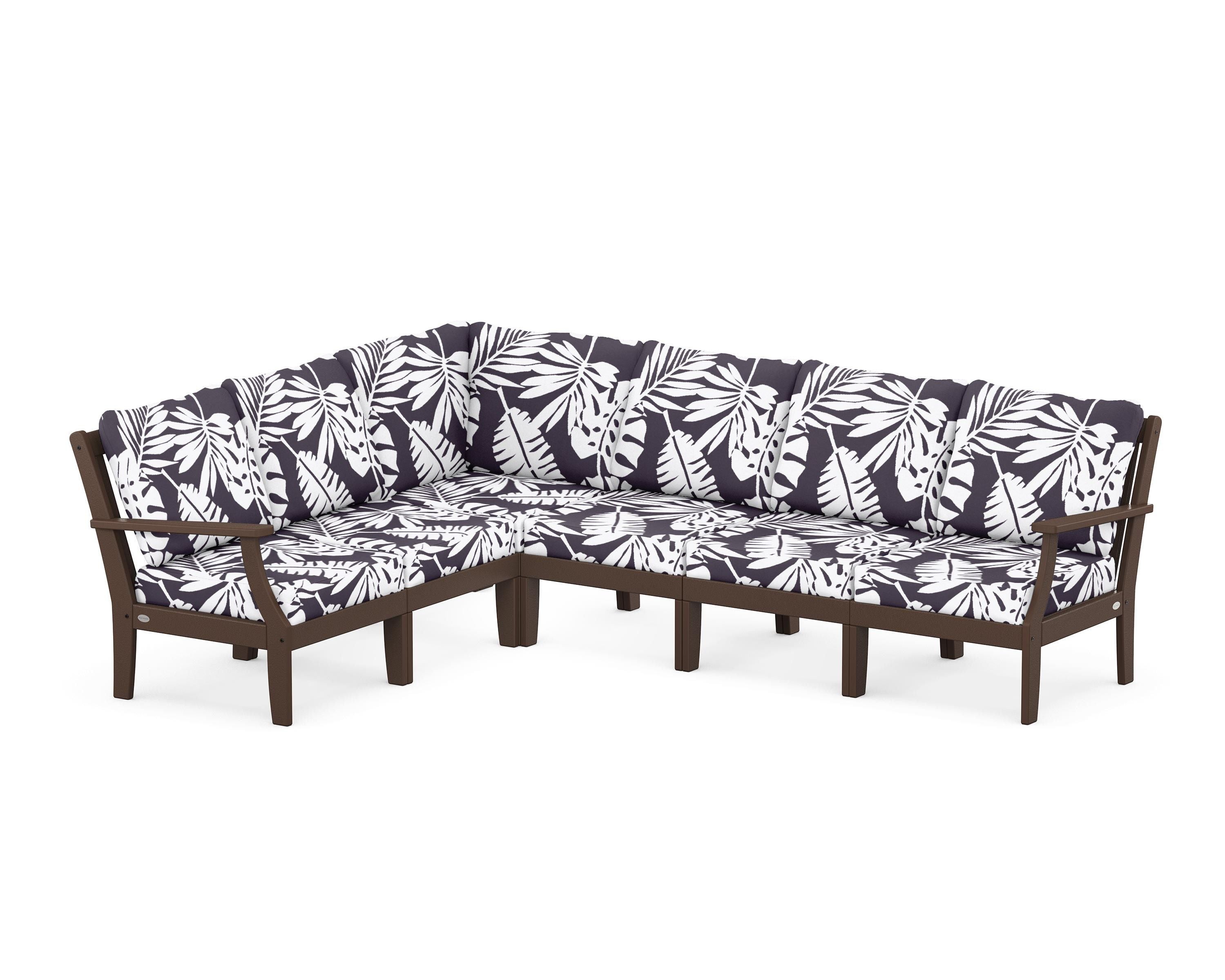 POLYWOOD® Braxton Modular 6-Piece Deep Seating Set in Mahogany / Leaf Navy