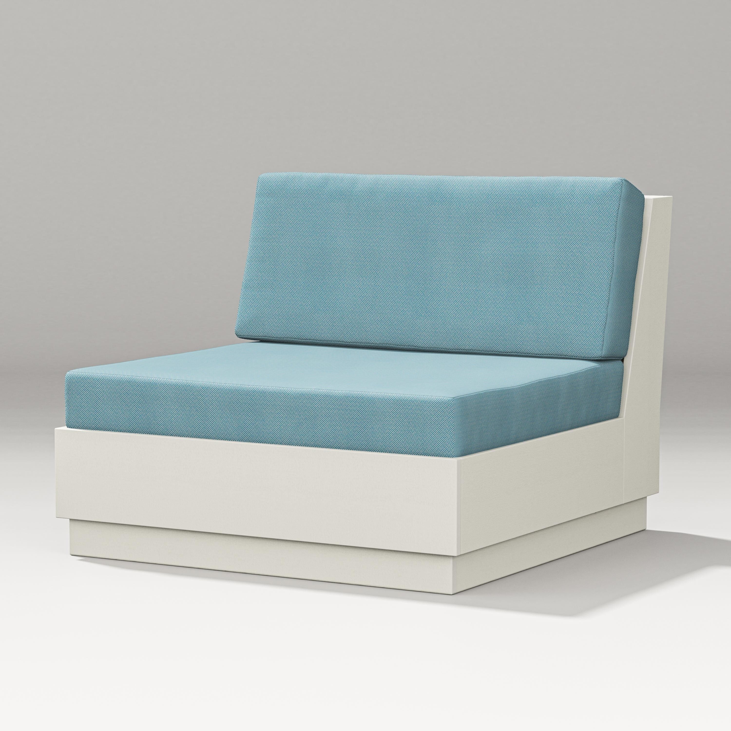 PW Designer Series Elevate Modular Armless Chair in Vintage White / Lattice Sky Blue