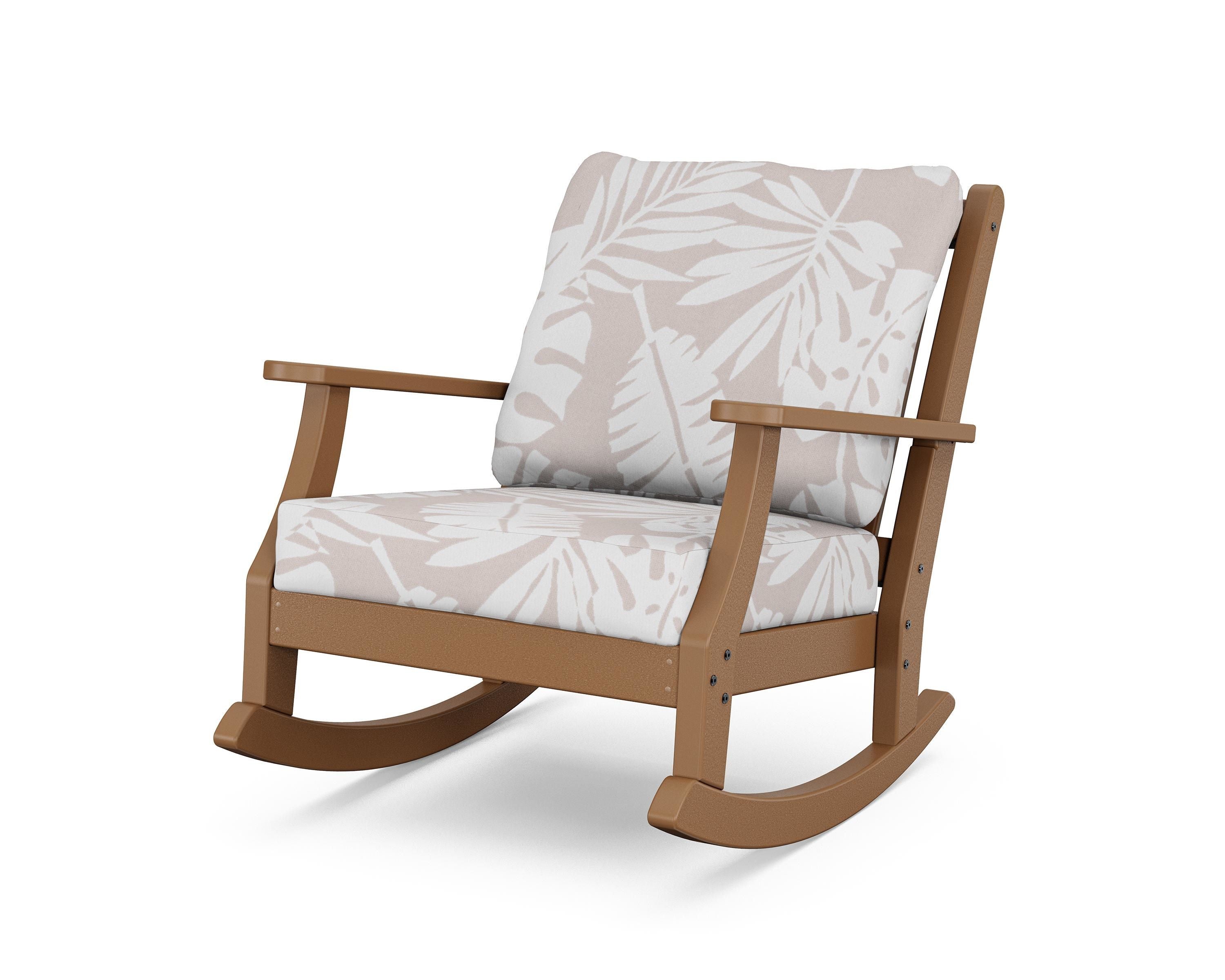 Country Living Wovendale Deep Seating Rocking Chair in Teak / Leaf Dune Burlap