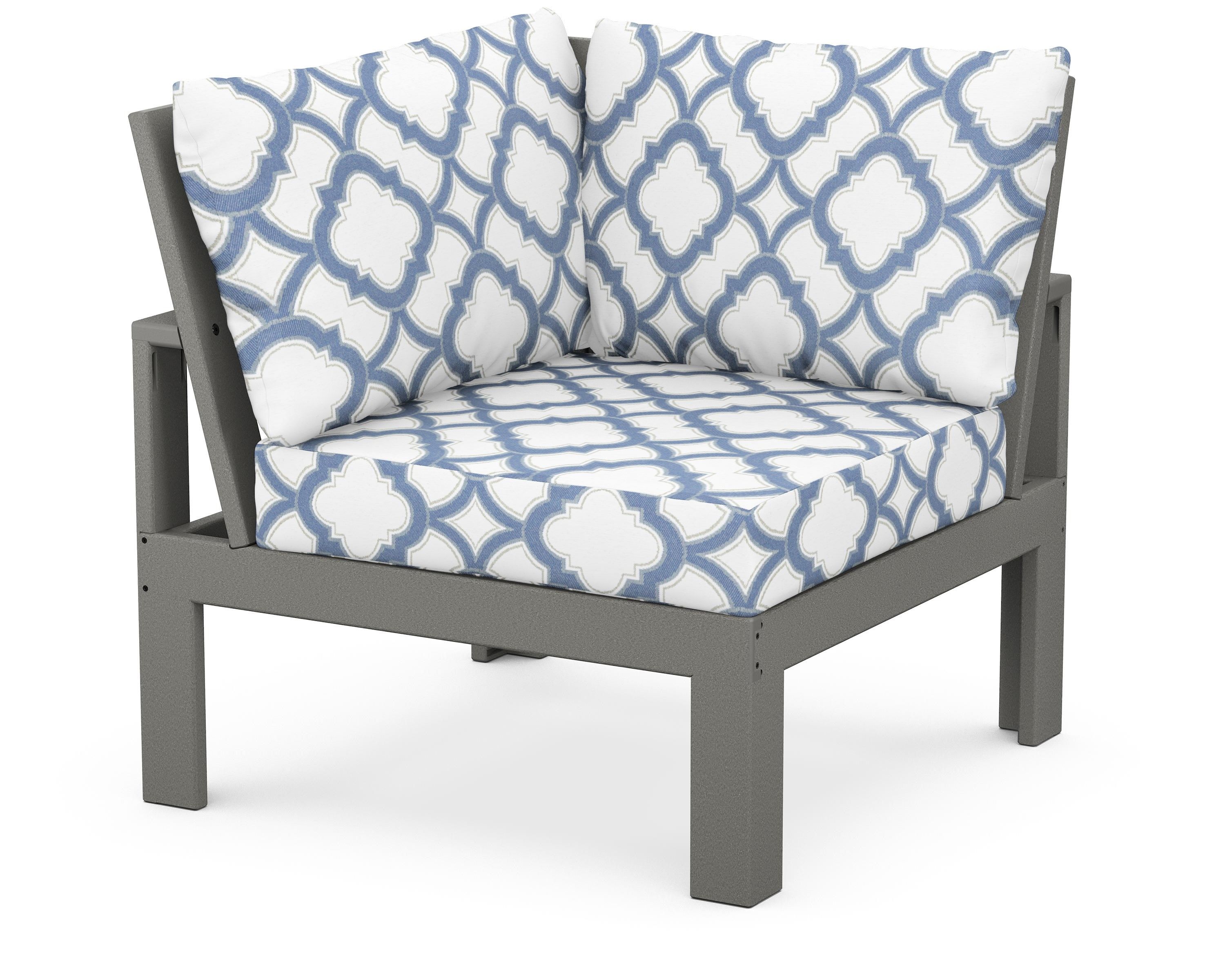 Unbranded Modular Corner Chair in Slate Grey / Trellis Sky Blue