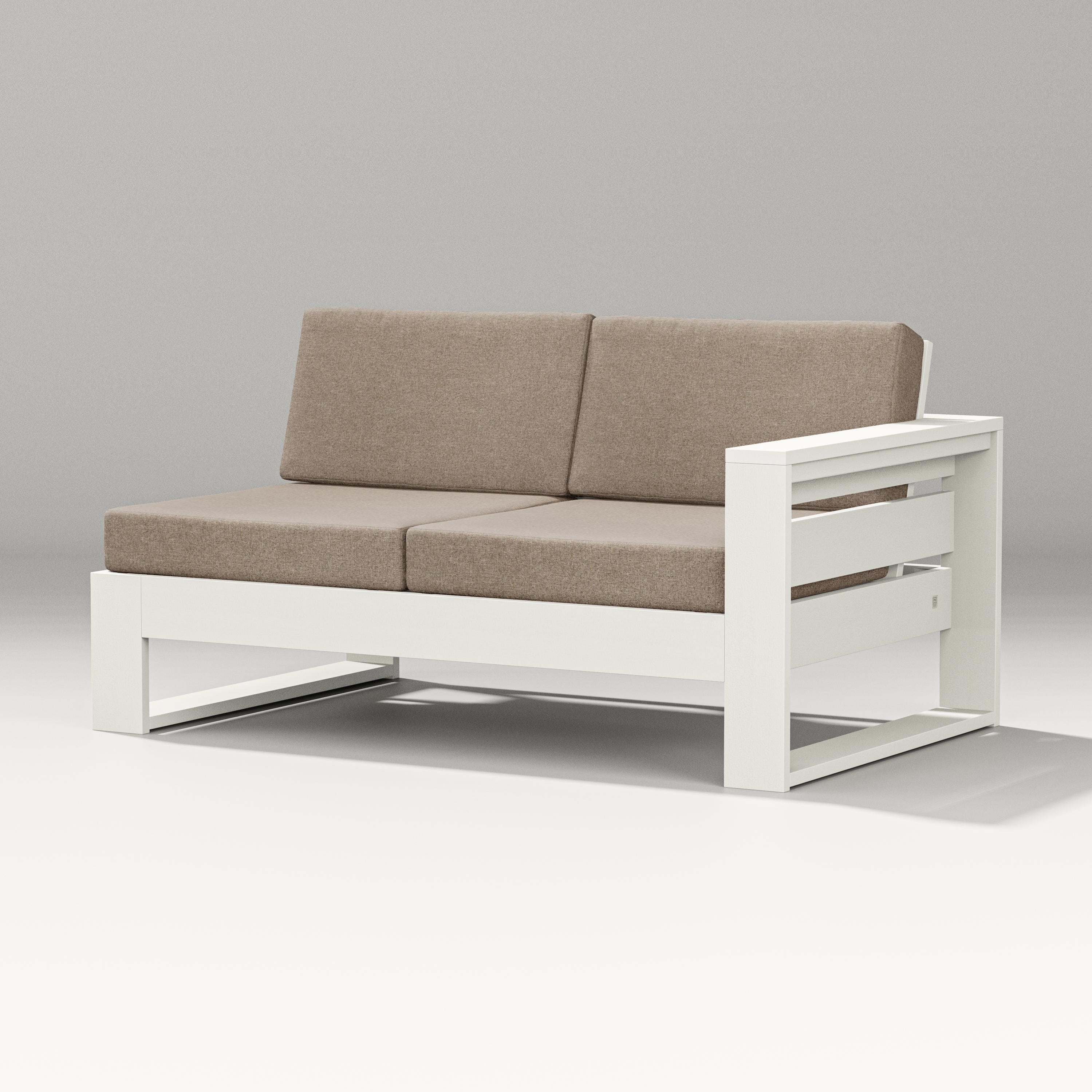 PW Designer Series Latitude Modular Right Arm Loveseat in Vintage White / Spiced Burlap
