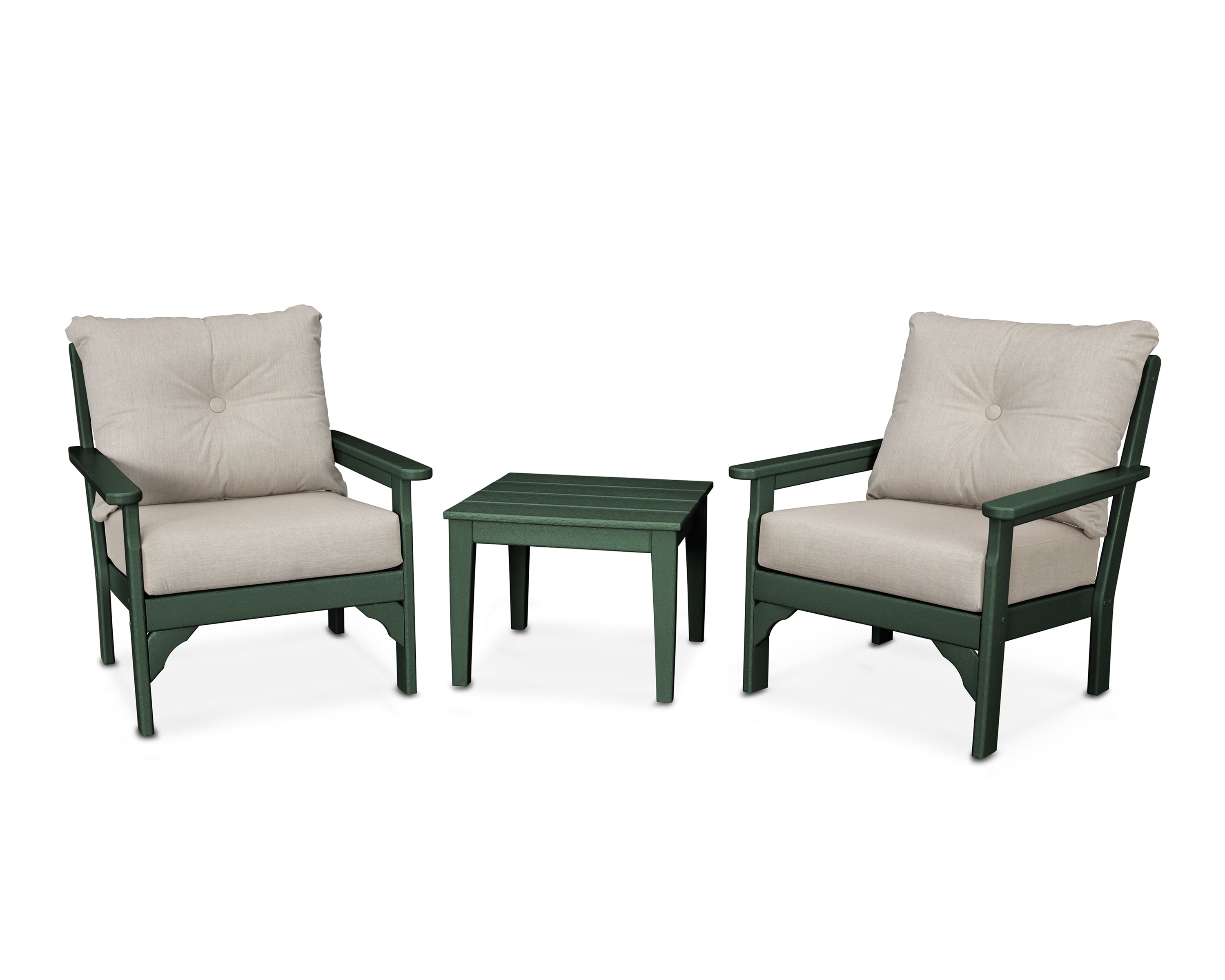 POLYWOOD® Vineyard 3-Piece Deep Seating Set in Green / Cast Ash