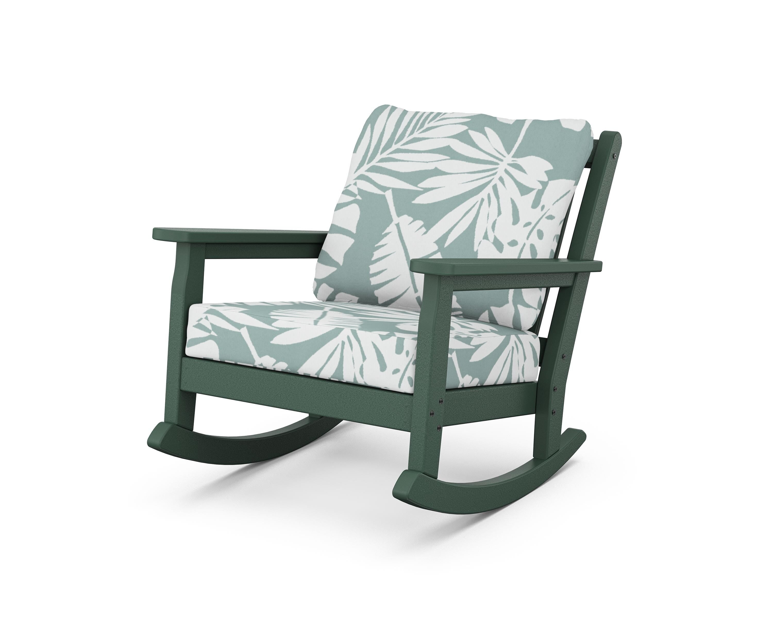 POLYWOOD® Chippendale Deep Seating Rocking Chair in Green / Leaf Glacier Spa