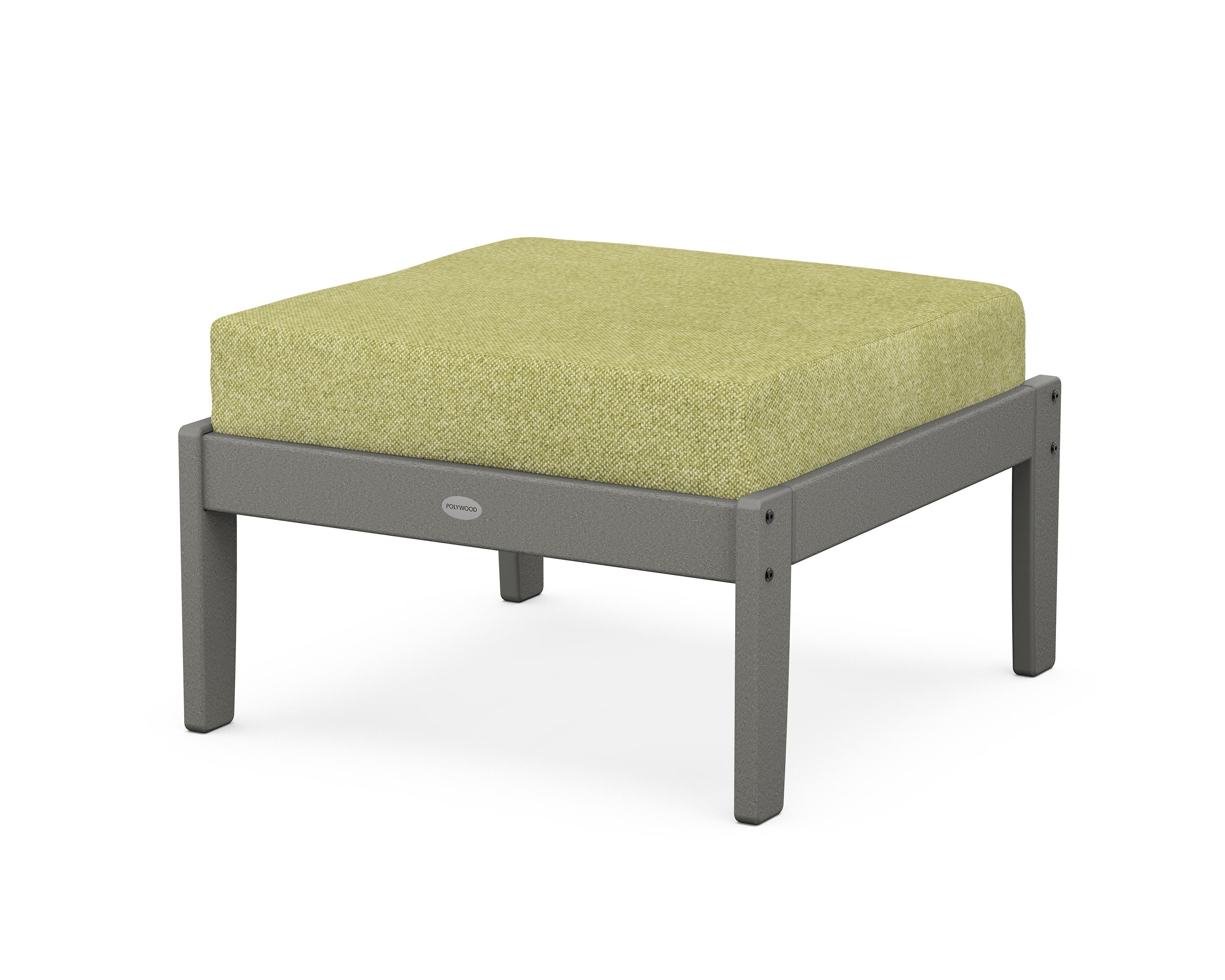 POLYWOOD® Braxton Deep Seating Ottoman in Slate Grey / Chartreuse Boucle