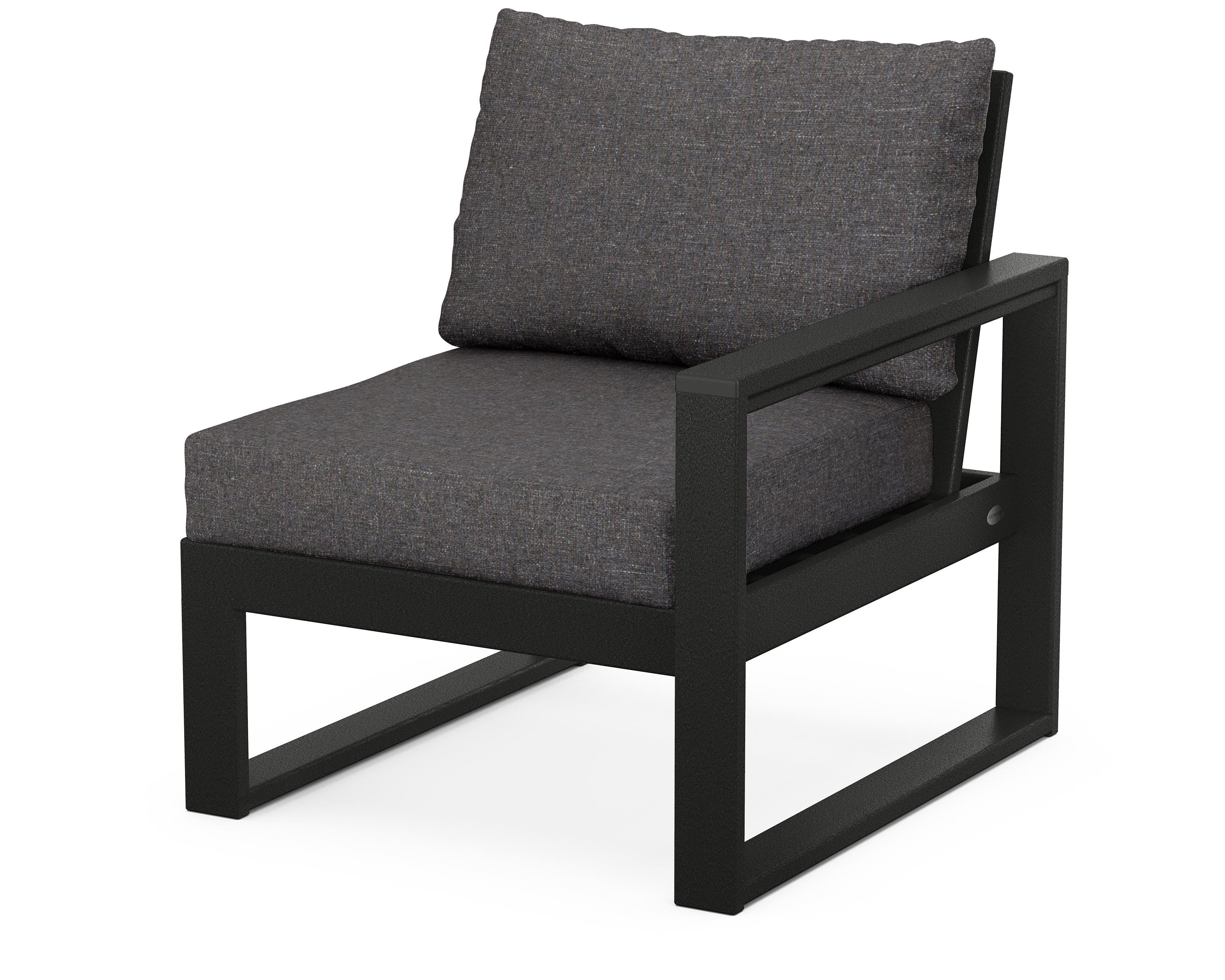 POLYWOOD® EDGE Modular Right Arm Chair in Black / Ash Charcoal