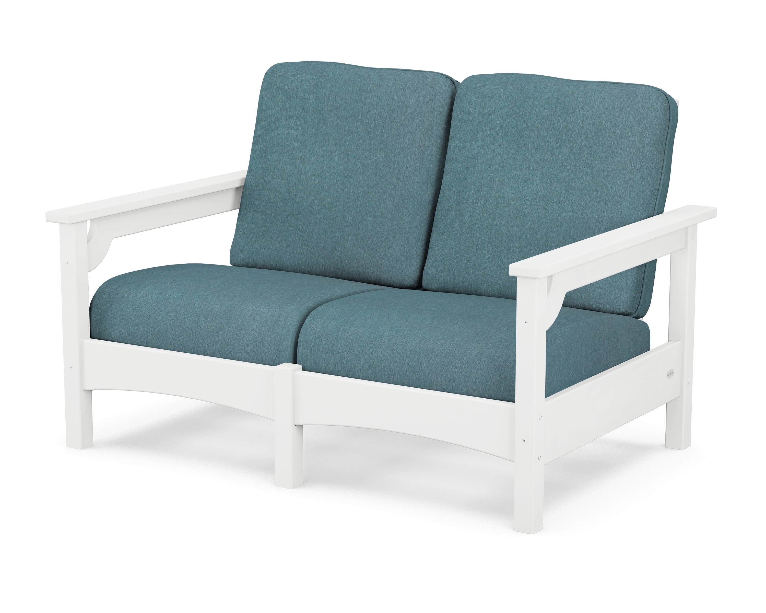 POLYWOOD® Club Loveseat in White / Ocean Teal