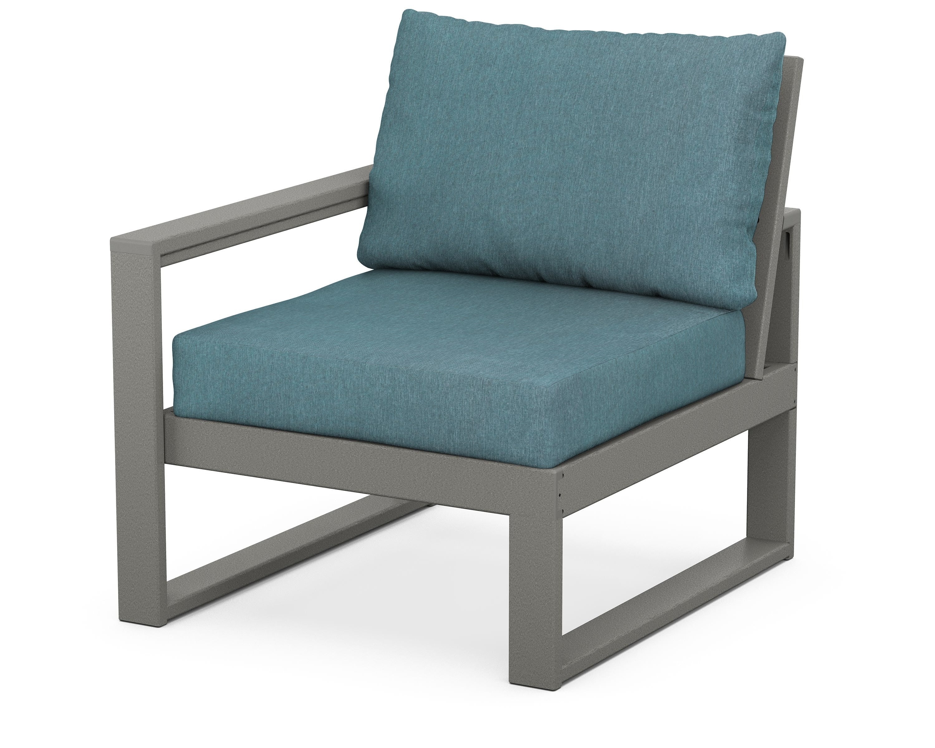 POLYWOOD® EDGE Modular Left Arm Chair in Slate Grey / Ocean Teal