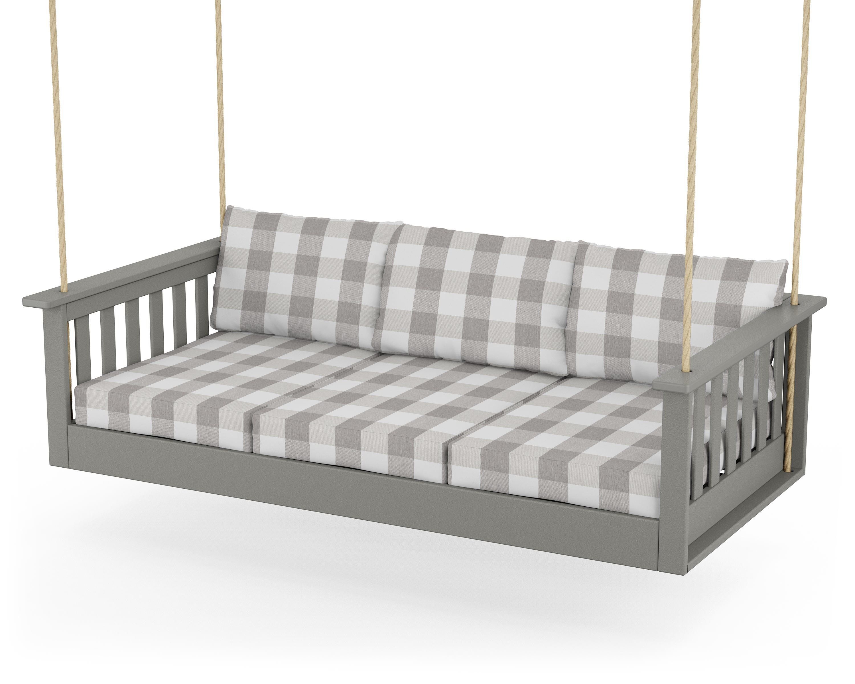 POLYWOOD® Vineyard Daybed Swing in Slate Grey / Buffalo Plaid Grey Mist