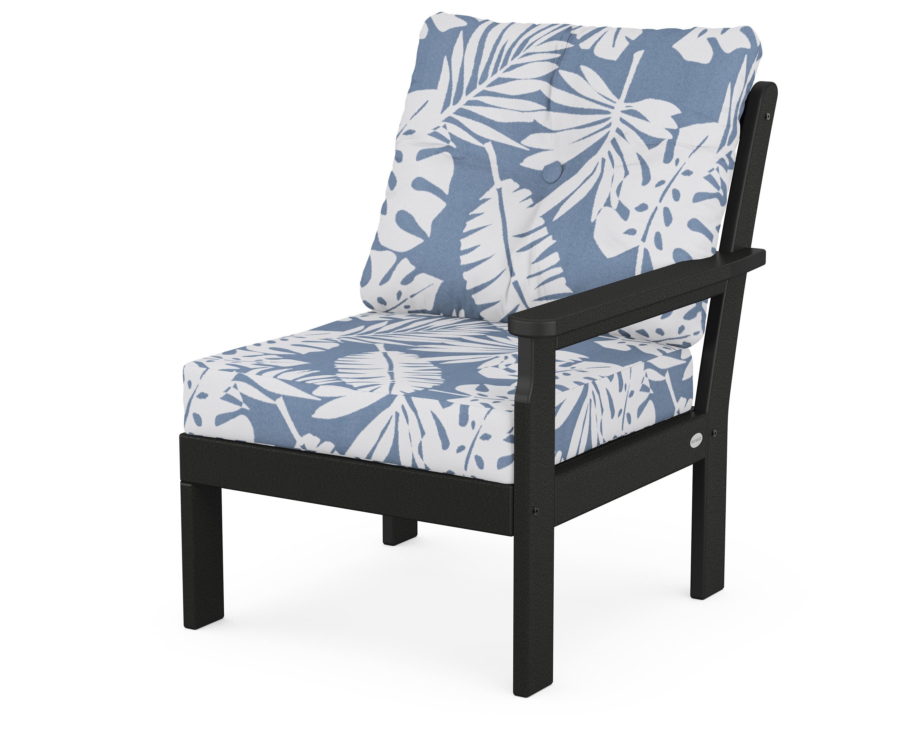 POLYWOOD® Vineyard Modular Right Arm Chair in Black / Leaf Sky Blue