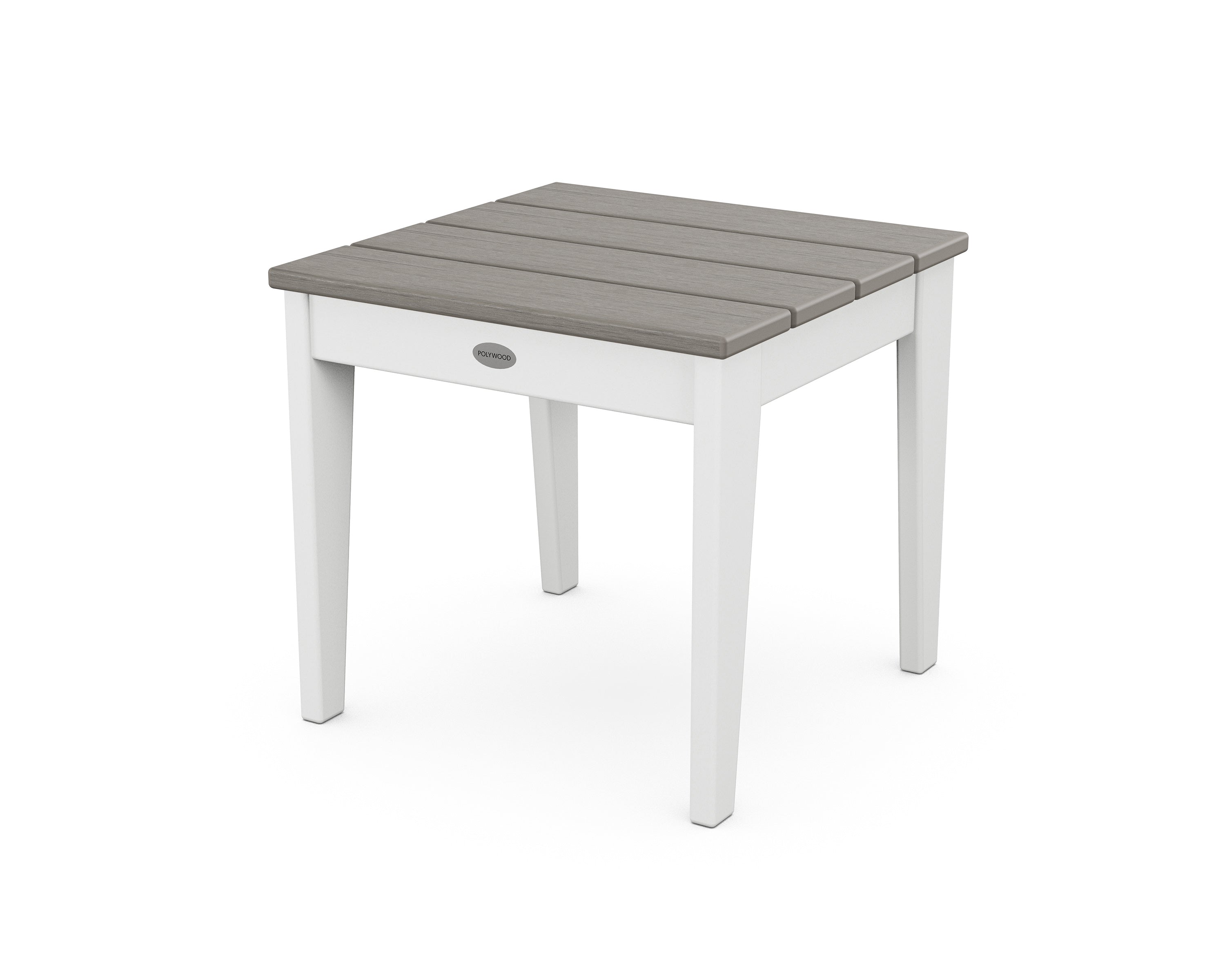POLYWOOD® Newport 18" Side Table in White / Driftwood