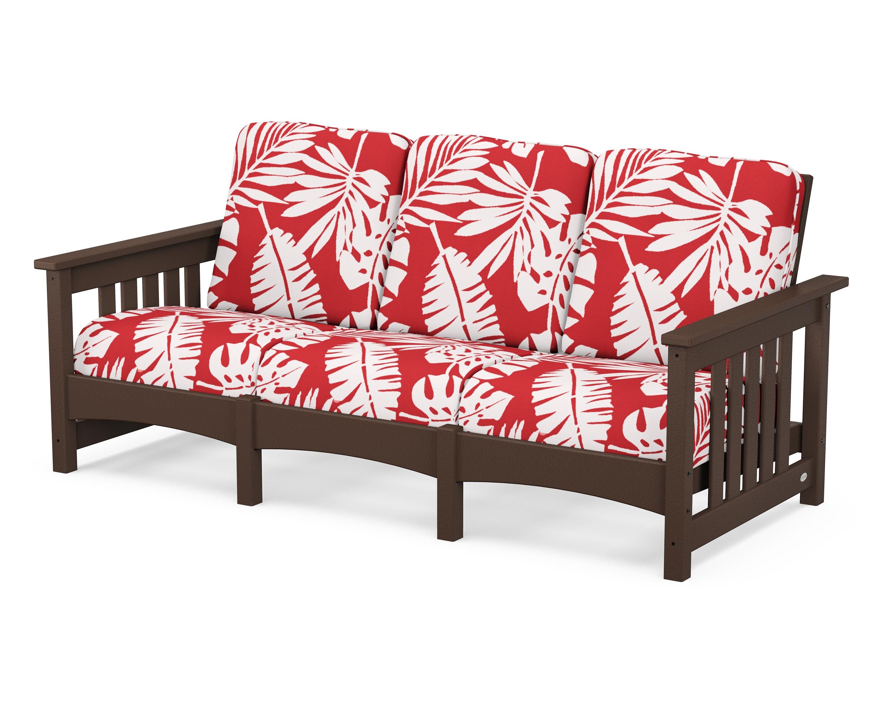 POLYWOOD® Club Mission Sofa in Mahogany / Leaf Crimson