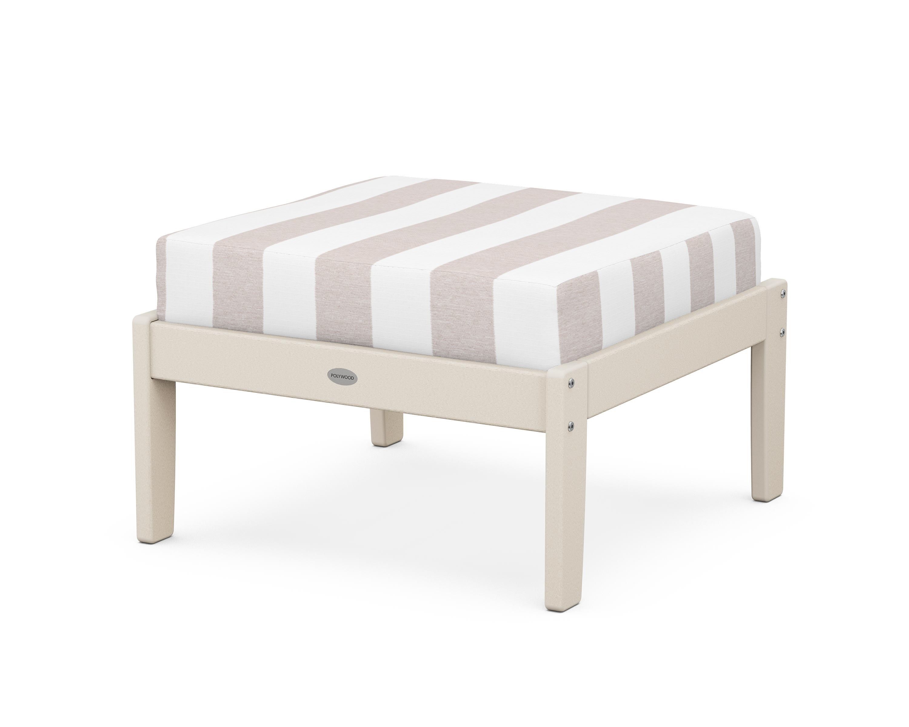POLYWOOD® Braxton Deep Seating Ottoman in Sand / Cabana Stripe Dune Burlap