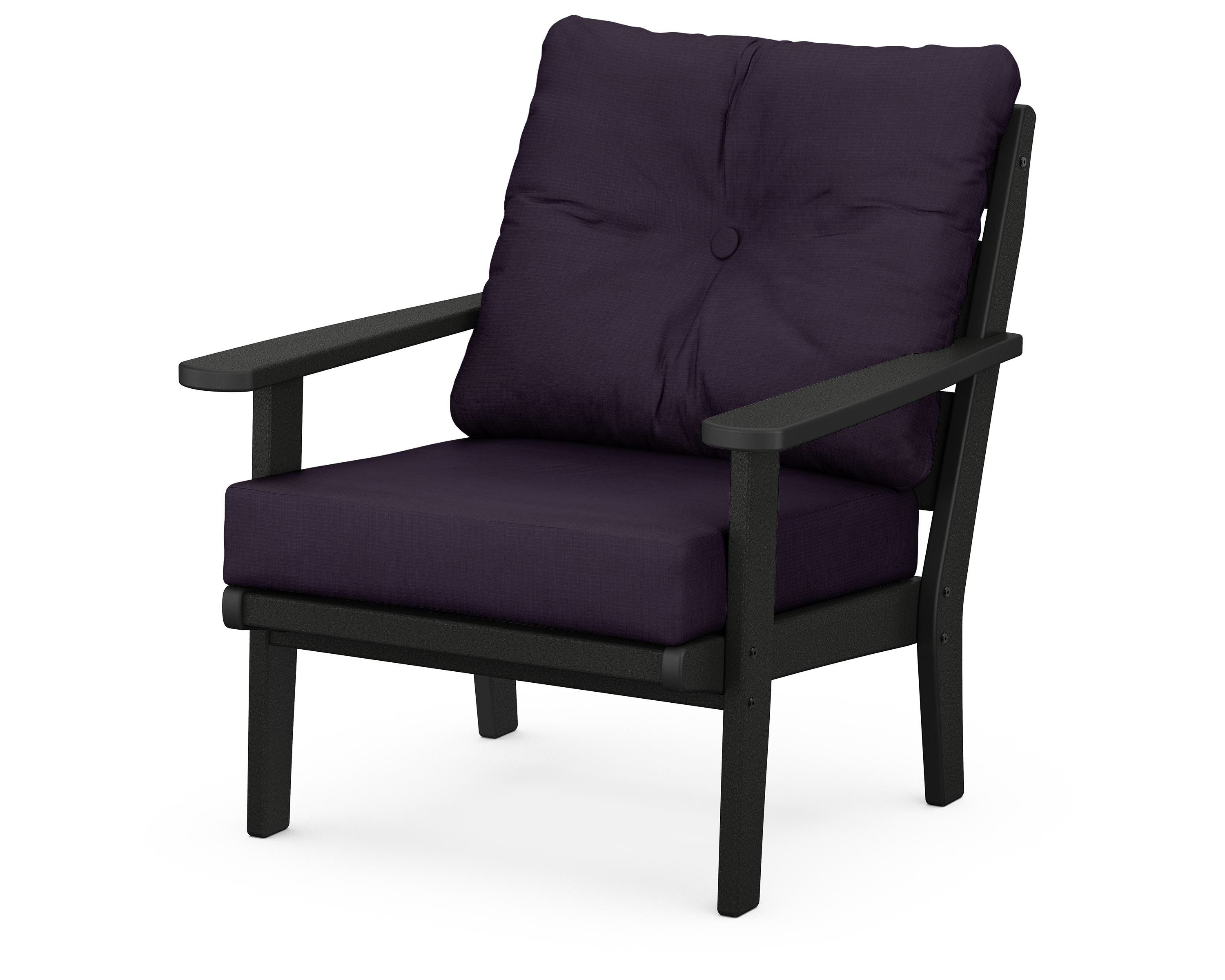 POLYWOOD® Lakeside Deep Seating Chair in Black / Navy Linen