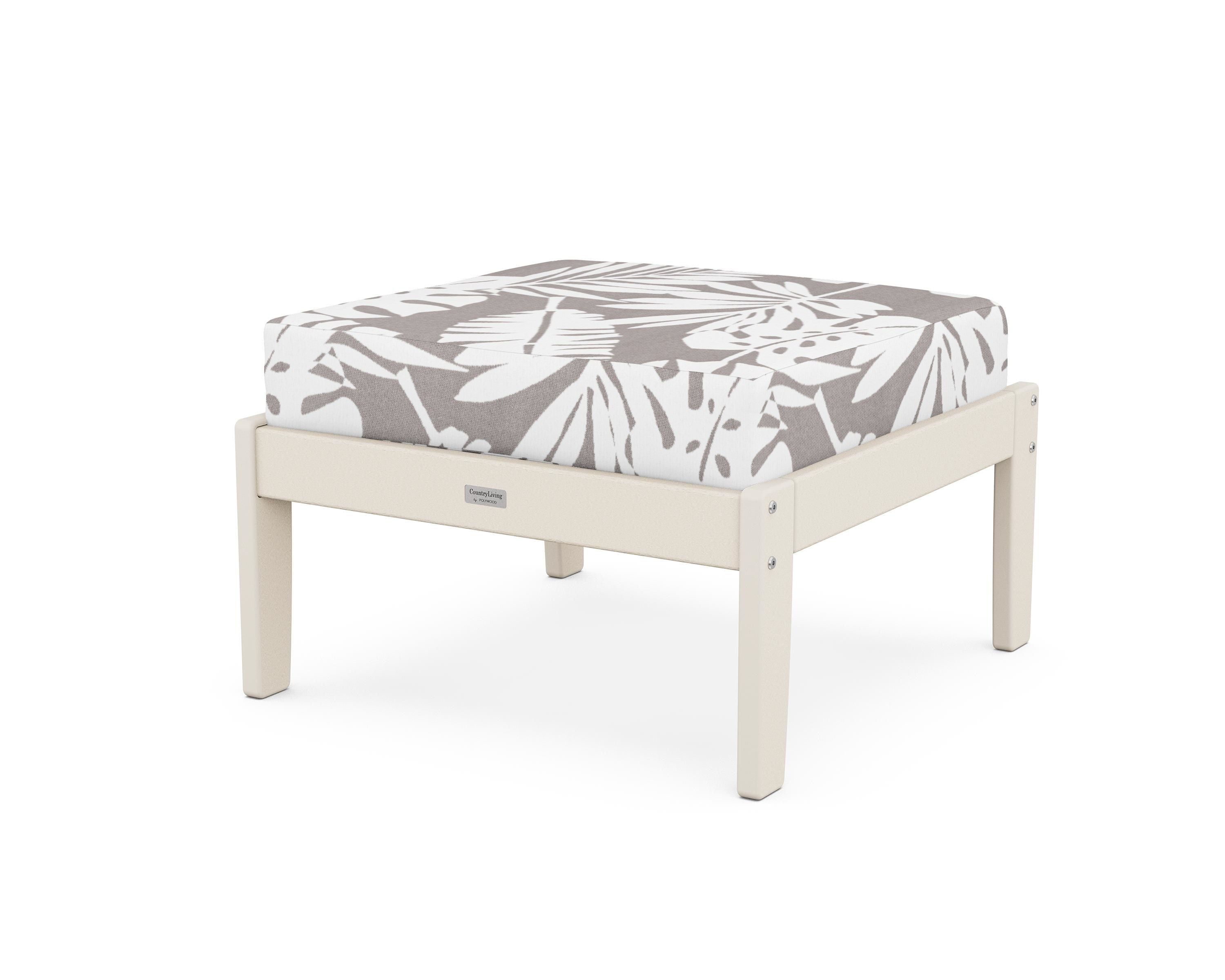 Country Living Cottage Deep Seating Ottoman in Sand / Leaf Grey Mist