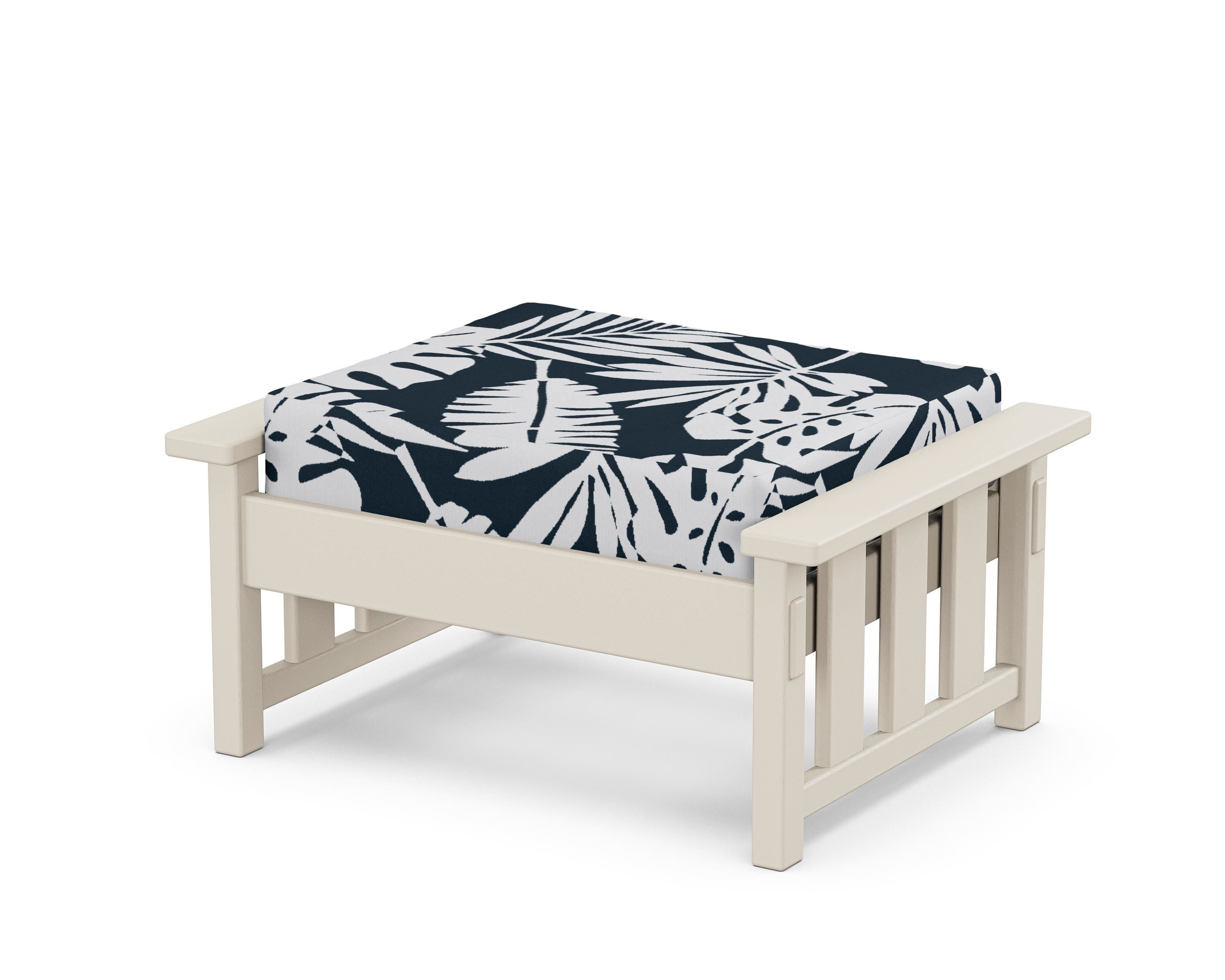 Martha Stewart by POLYWOOD® Acadia Deep Seating Ottoman in Sand / Leaf Marine Indigo