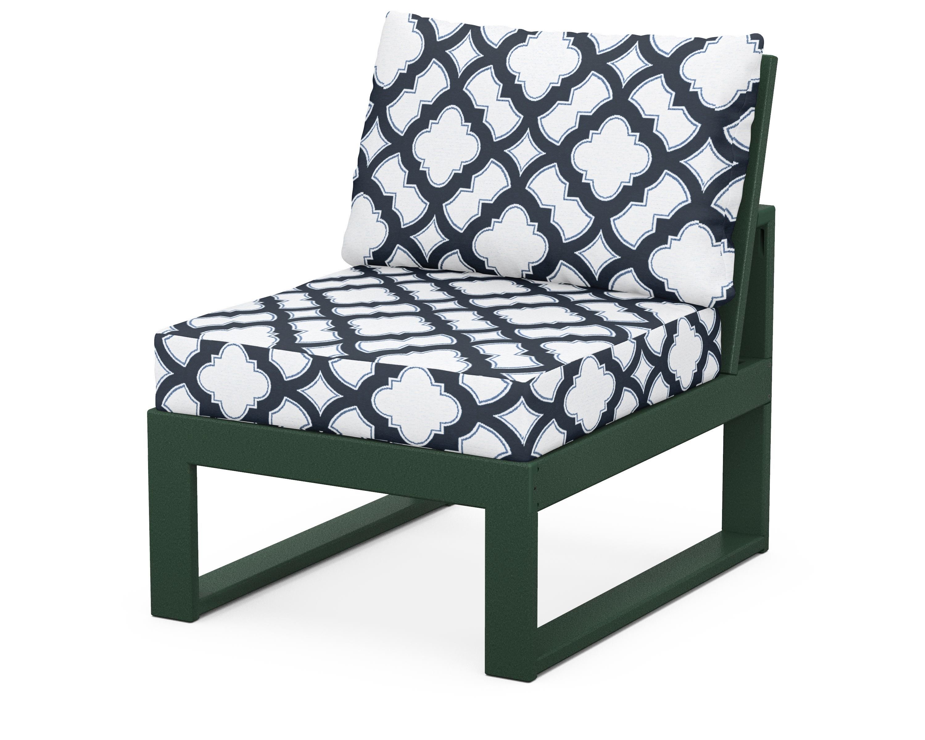 Unbranded Modular Armless Chair in Green / Trellis Marine Indigo