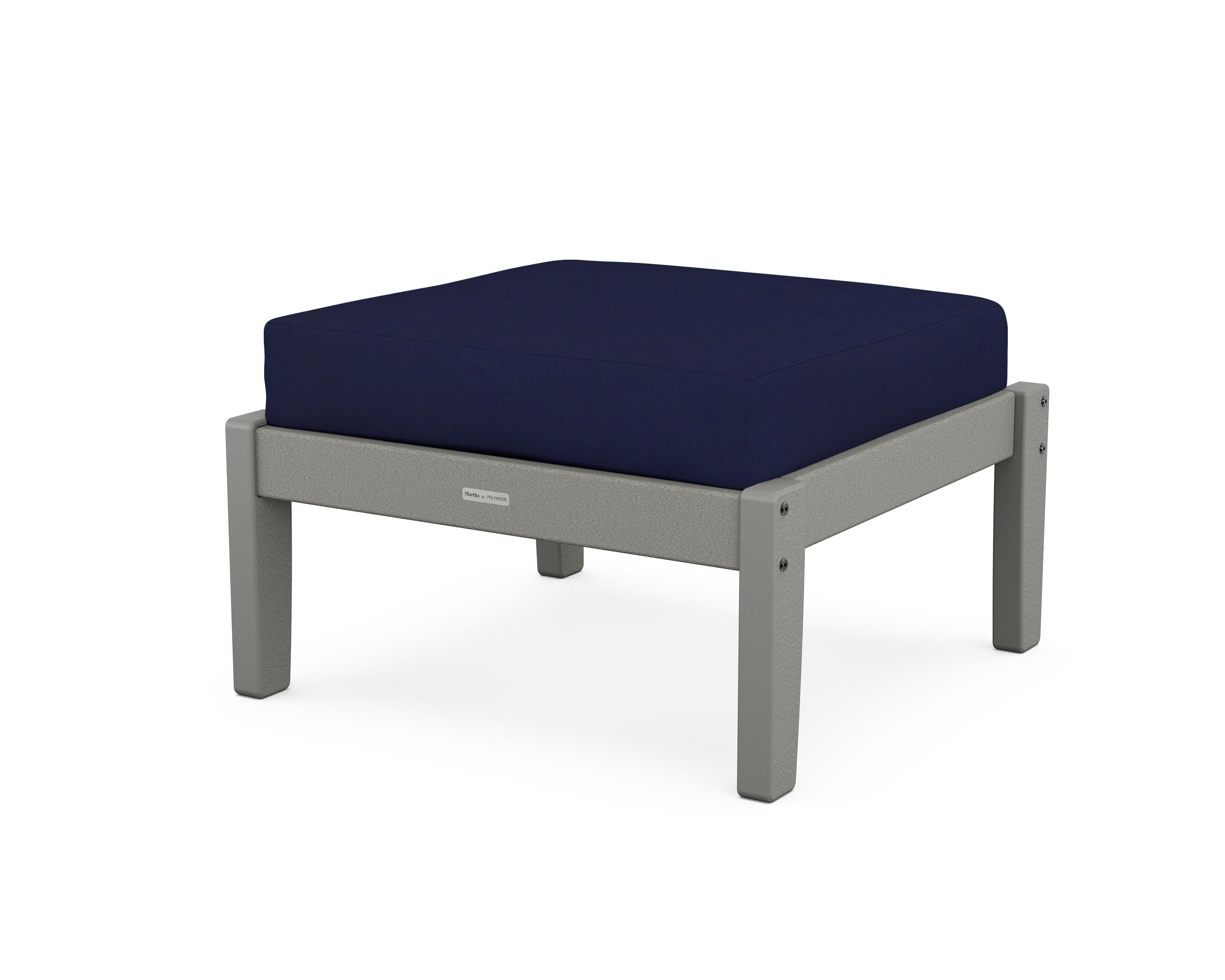 Martha Stewart by POLYWOOD® Chinoiserie Deep Seating Ottoman in Slate Grey / Navy