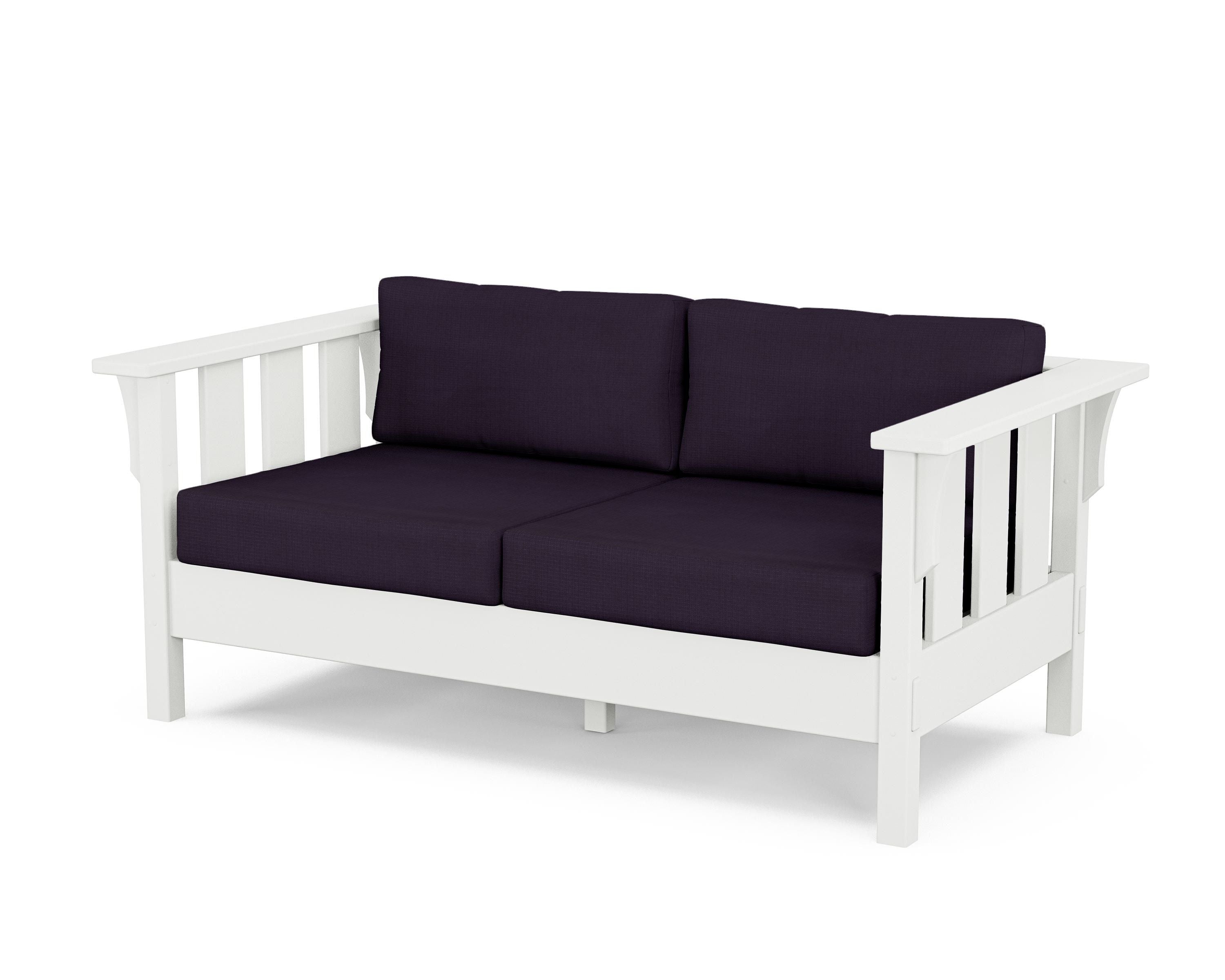 Martha Stewart by POLYWOOD® Acadia Deep Seating Loveseat in White / Navy Linen