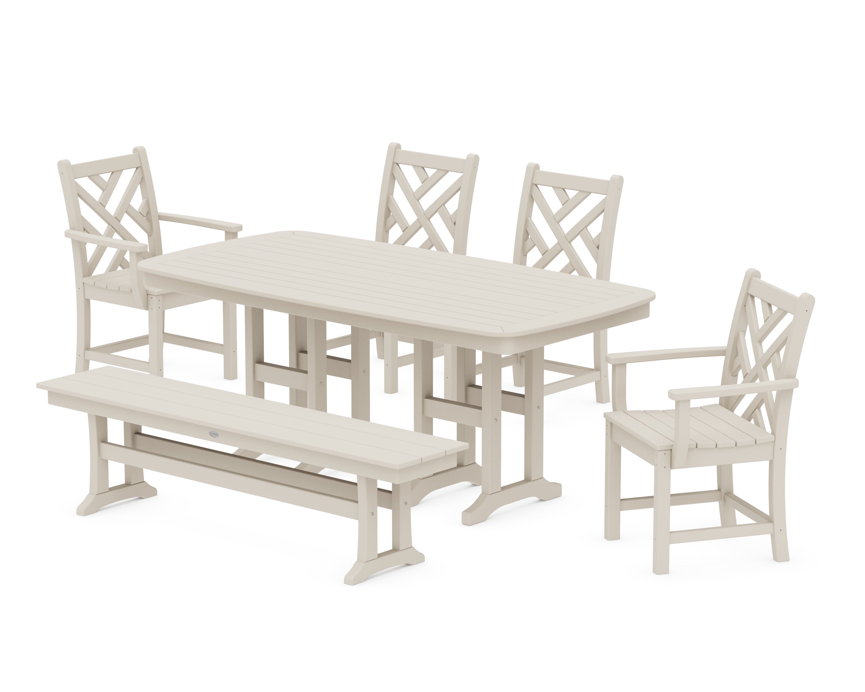POLYWOOD® Chippendale 6-Piece Dining Set with Bench in Sand