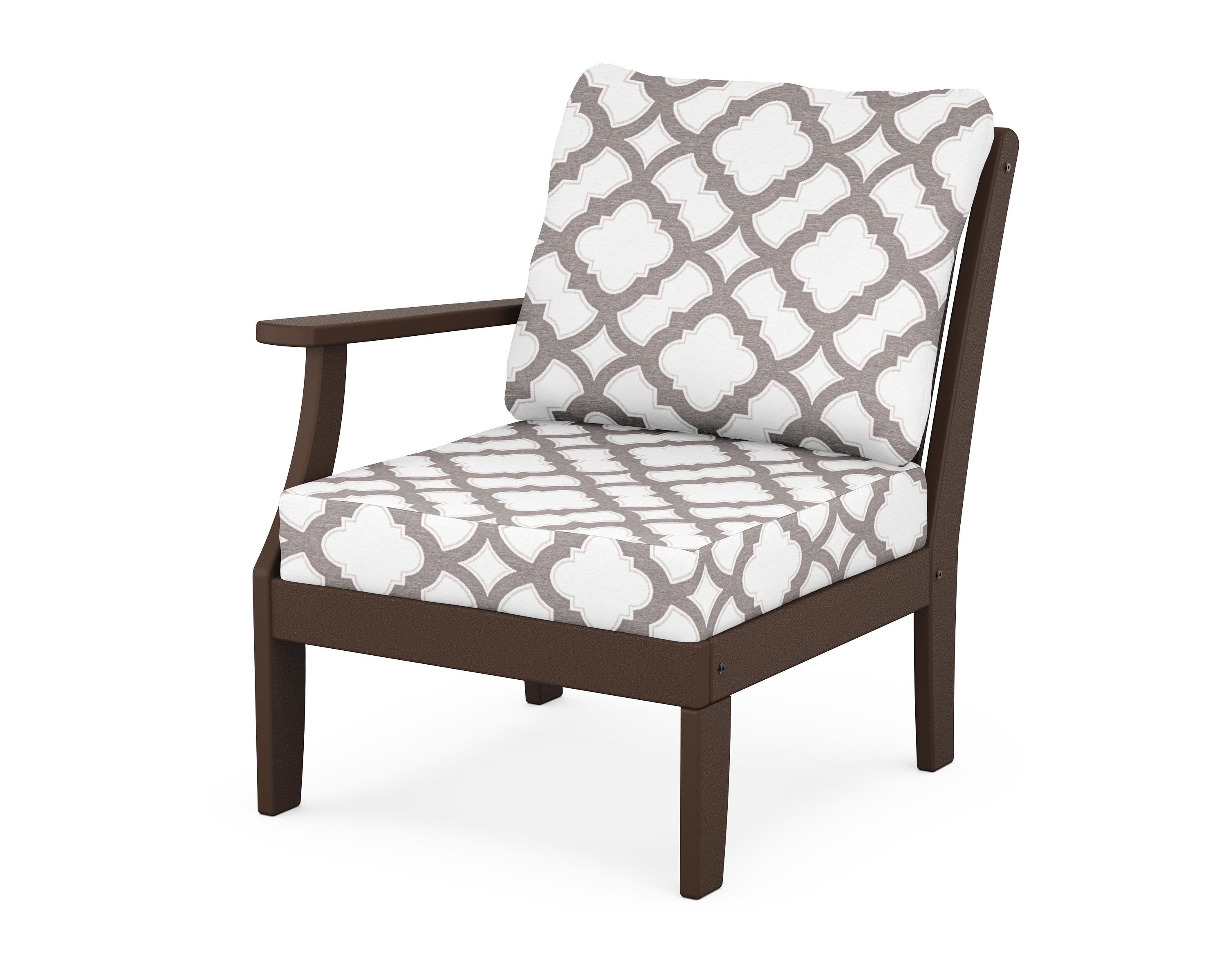 POLYWOOD® Braxton Modular Left Arm Chair in Mahogany / Trellis Grey Mist