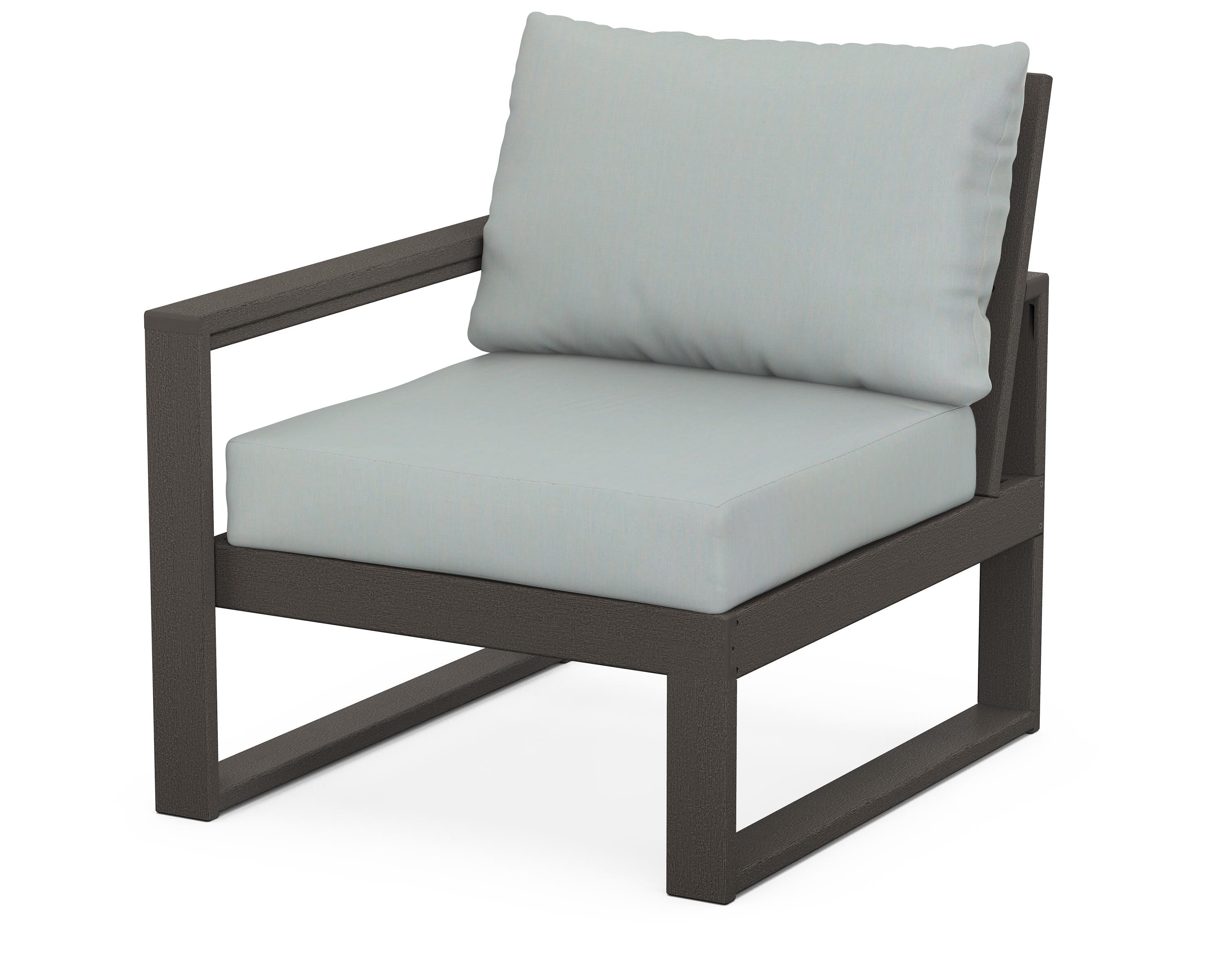 POLYWOOD® EDGE Modular Left Arm Chair in Vintage Coffee / Spa