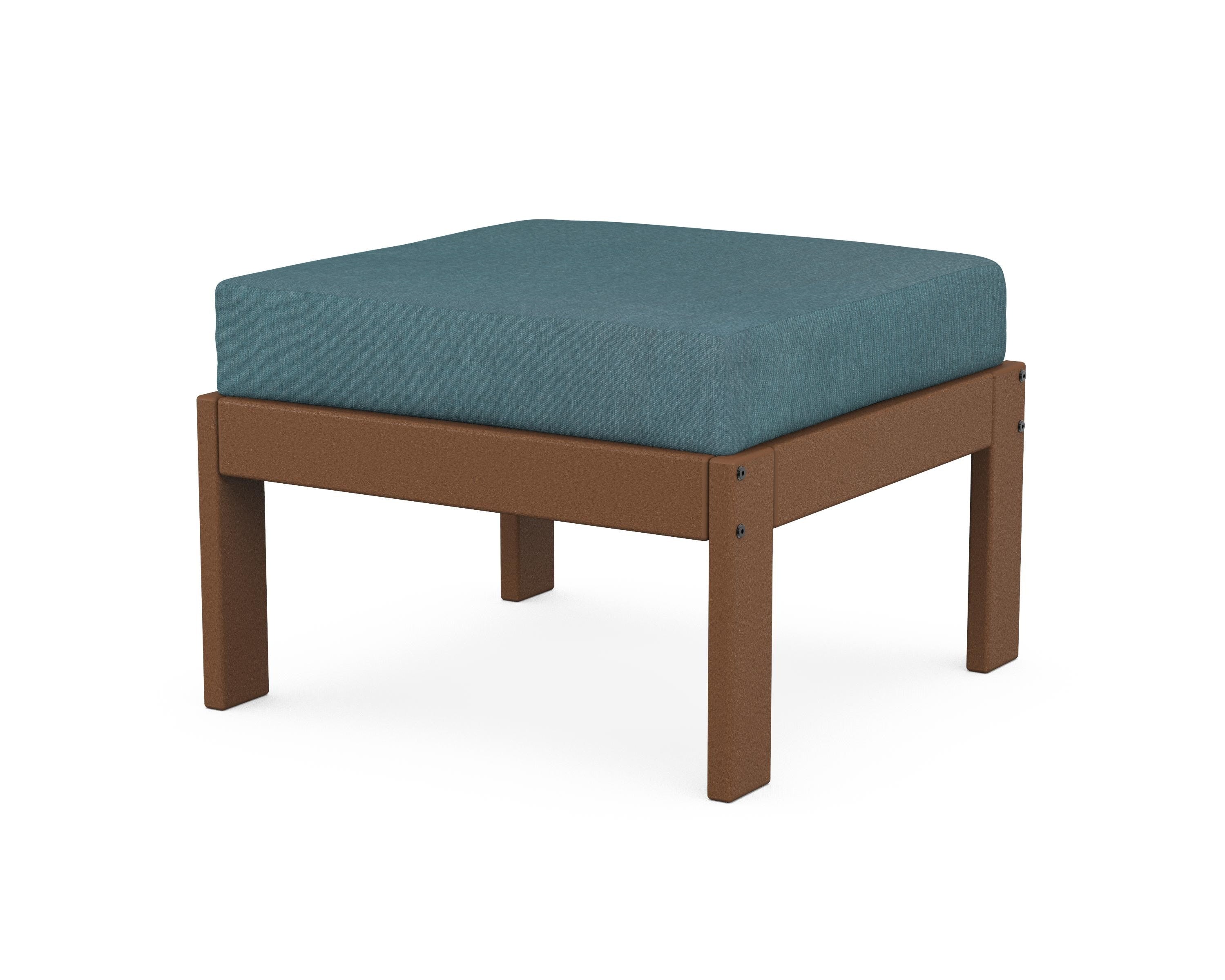 POLYWOOD® Vineyard Modular Ottoman in Teak / Ocean Teal